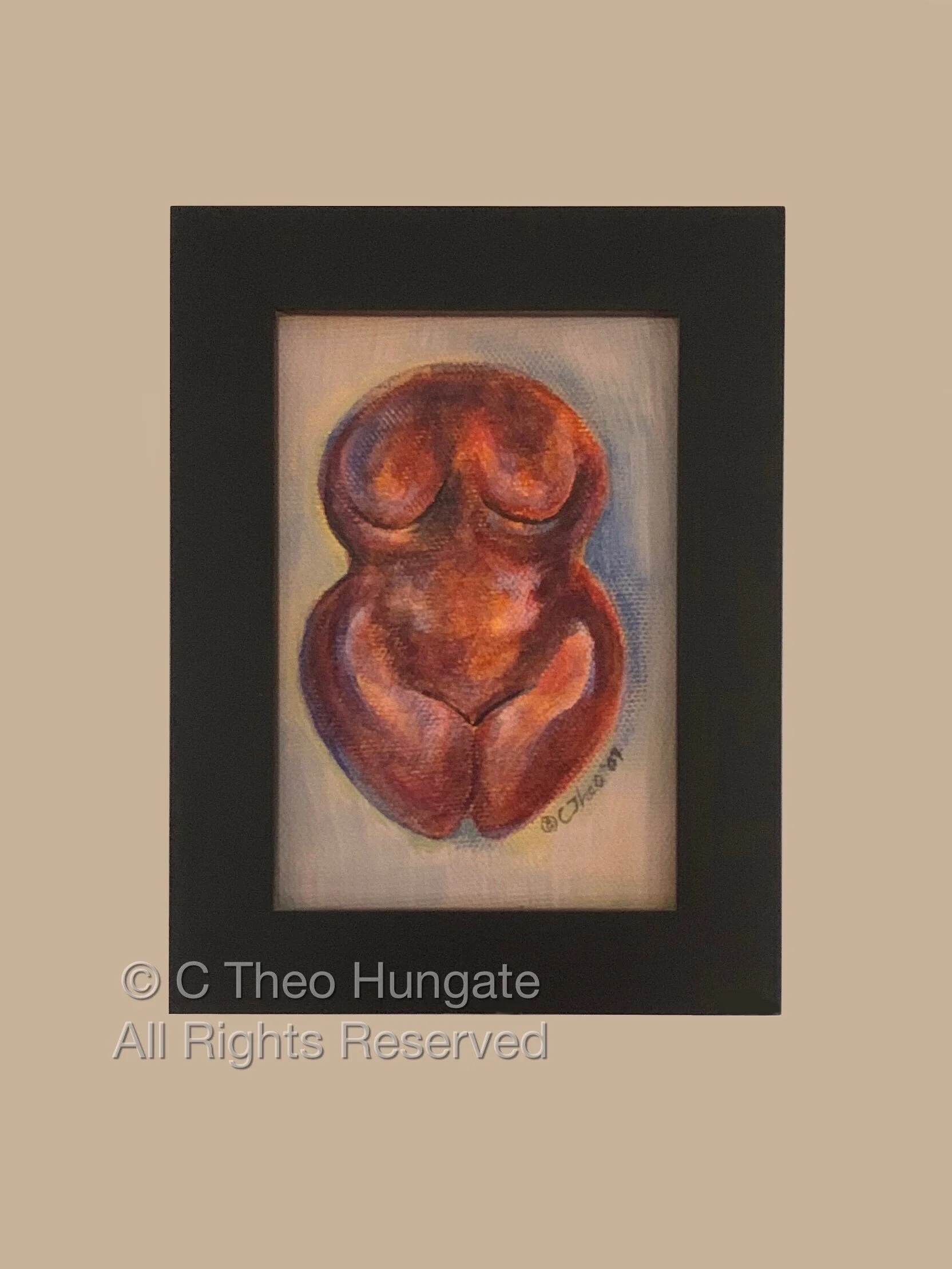 She Egg Front, 2006, acrylic on canvas, 5"x 4" (framed), $50 