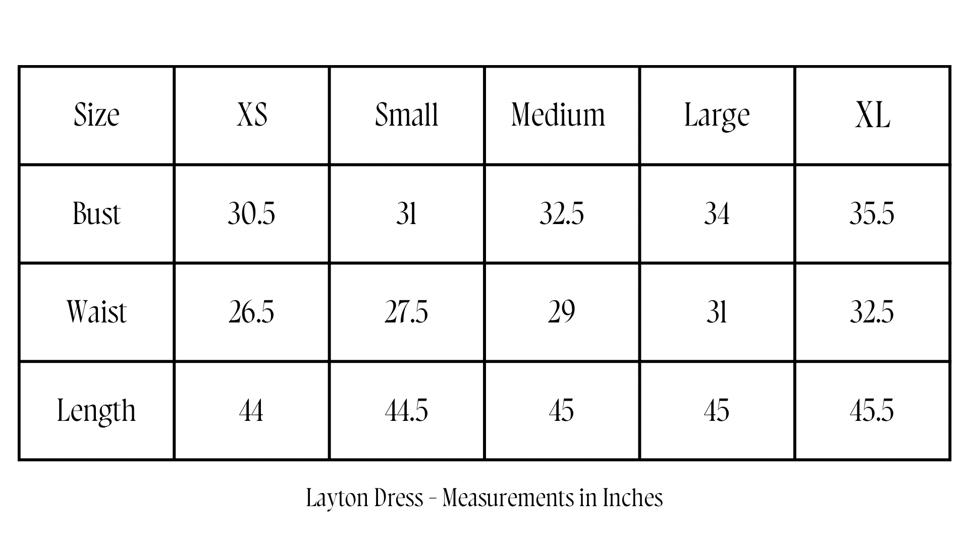 sizing chart white cotton dress