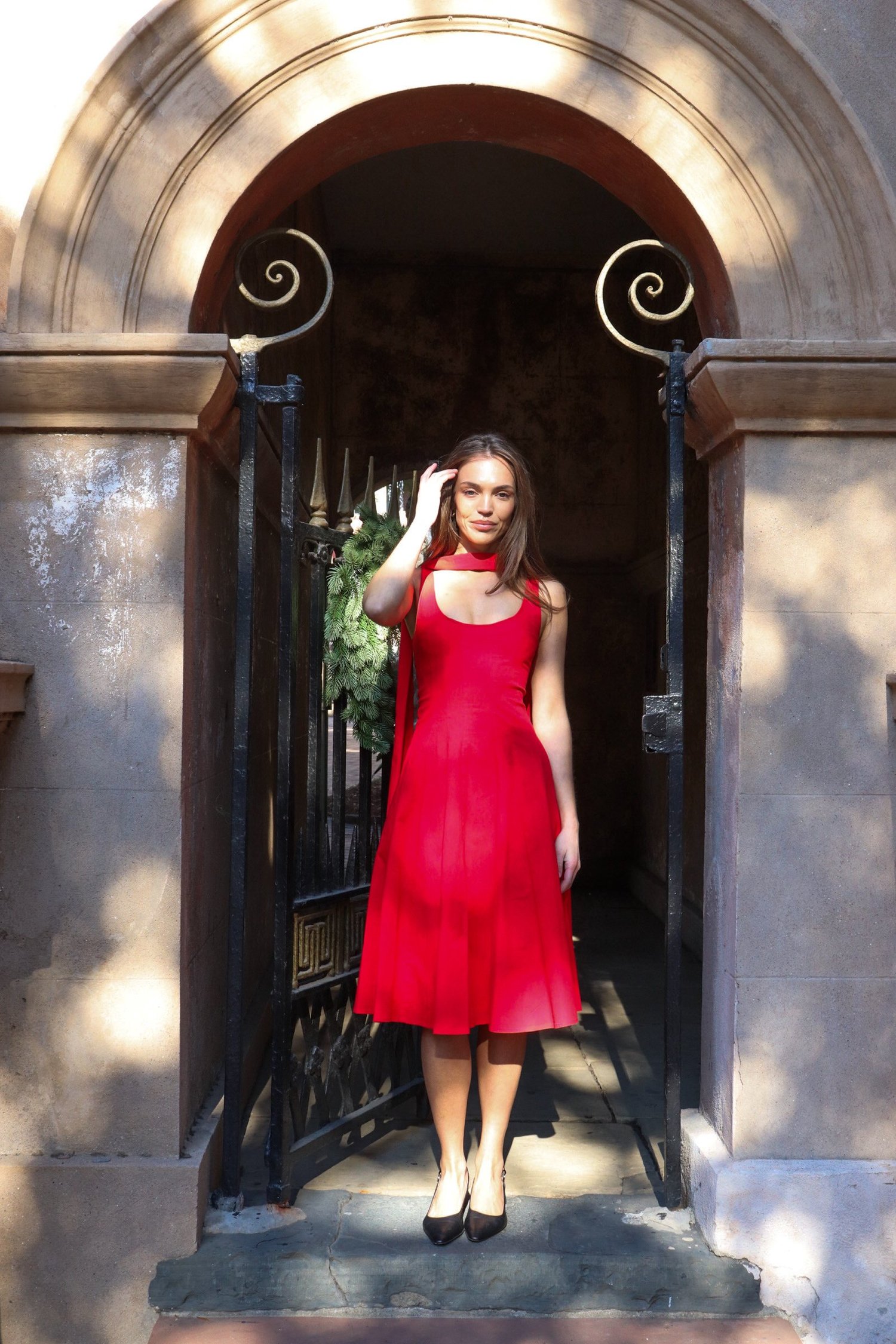 fitted lace wedding dress Slinky Jersey Rose Detail Cut Out Mini Dress in Scarlet Red - 12
