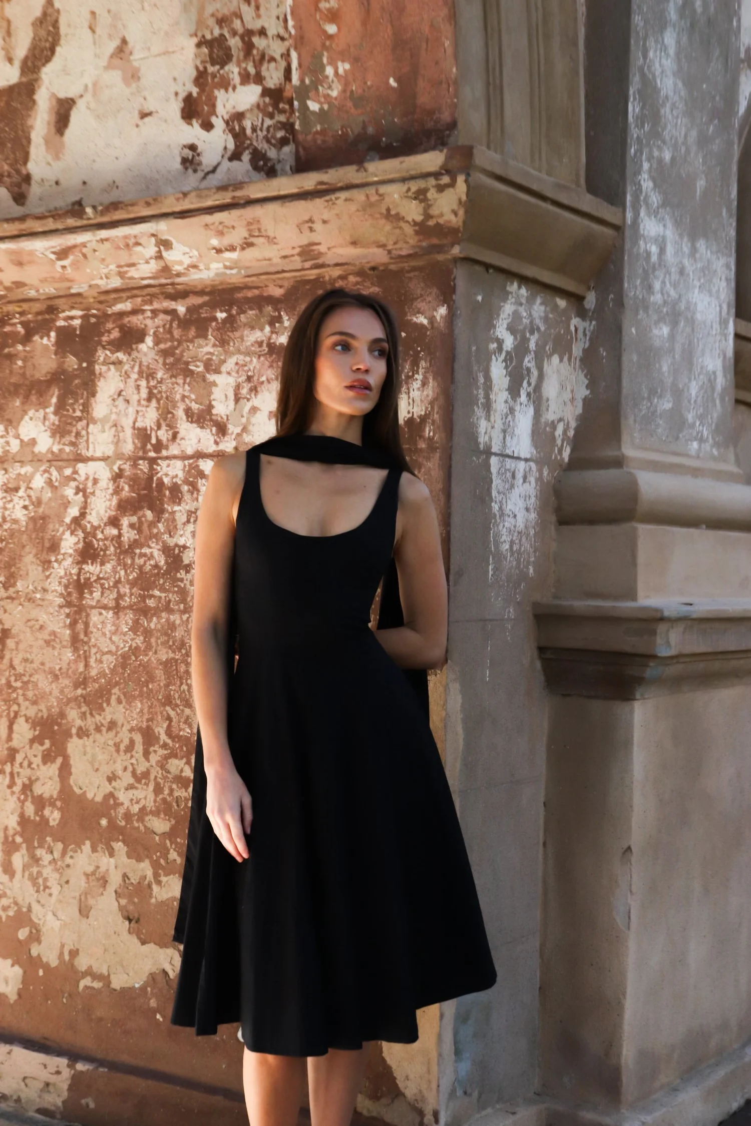 chinese dress ladies ELLERY BLACK MAXI DRESS WITH LACE UP CORSET FRONT DETAIL – Found And Vision main image 1