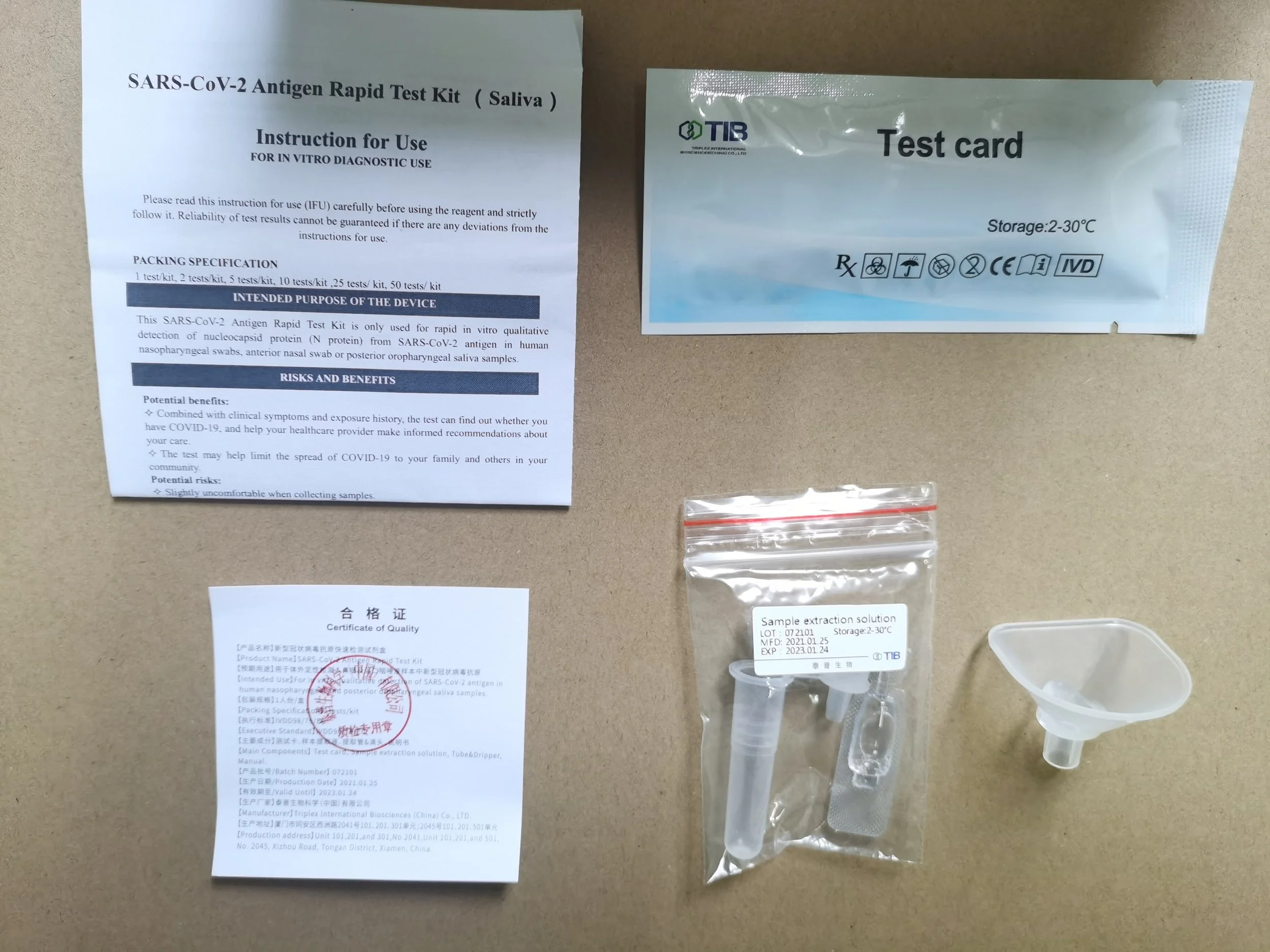 Triplex Saliva Antigen Rapid Test Kit 1 Test/Pack - Self-Test - Home ...