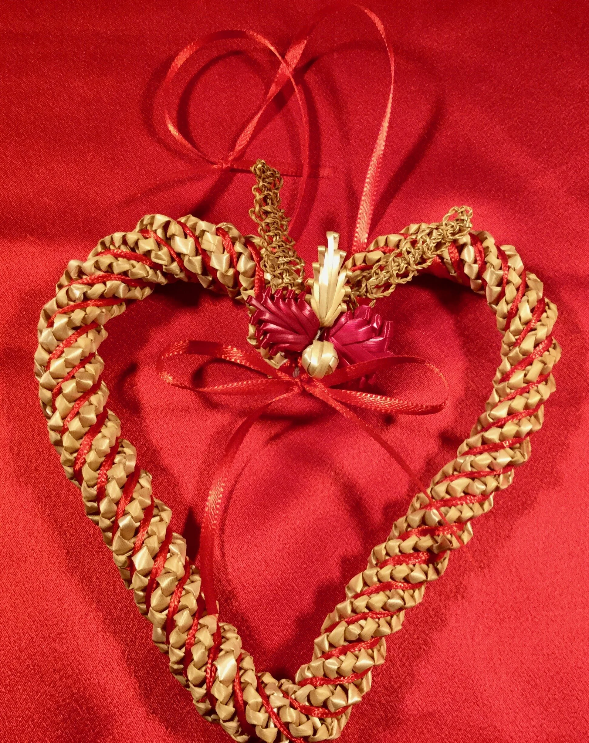 For Love- Straw Hearts with Swiss Straw Lace detail
