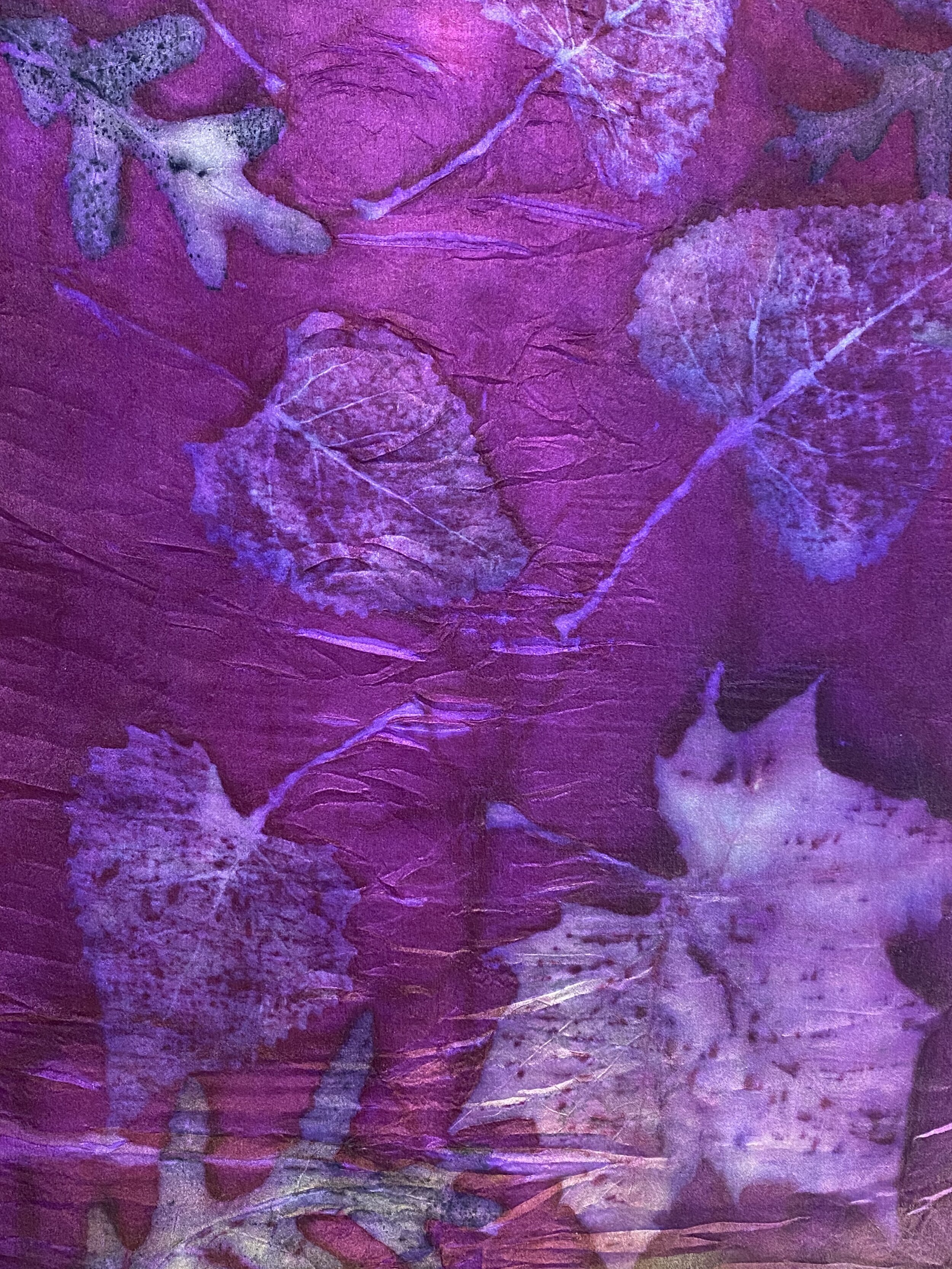 HAND DYED ECO-PRINTED SILK SCARF - PURPLE