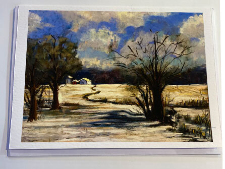PASTEL PAINTING PRINT CARD OF WINTER SCENES  #3