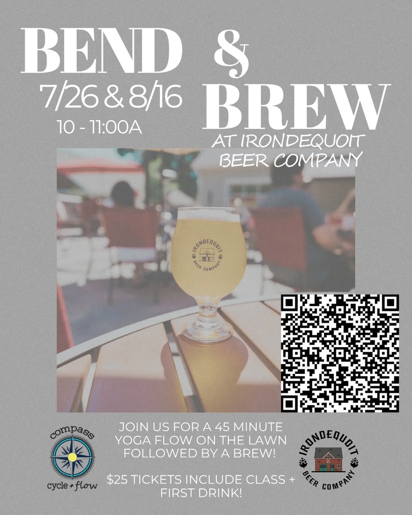 SUMMERTIME + THE LIVIN&rsquo;S EASY ☀️
 
Join us on 7/26 + 8/16 at @irondequoitbeerco for a sweat followed by brunch! 
 
Who&rsquo;s comin?! Tickets are LIVE now which includes the class + a drink of your choice afterwards.