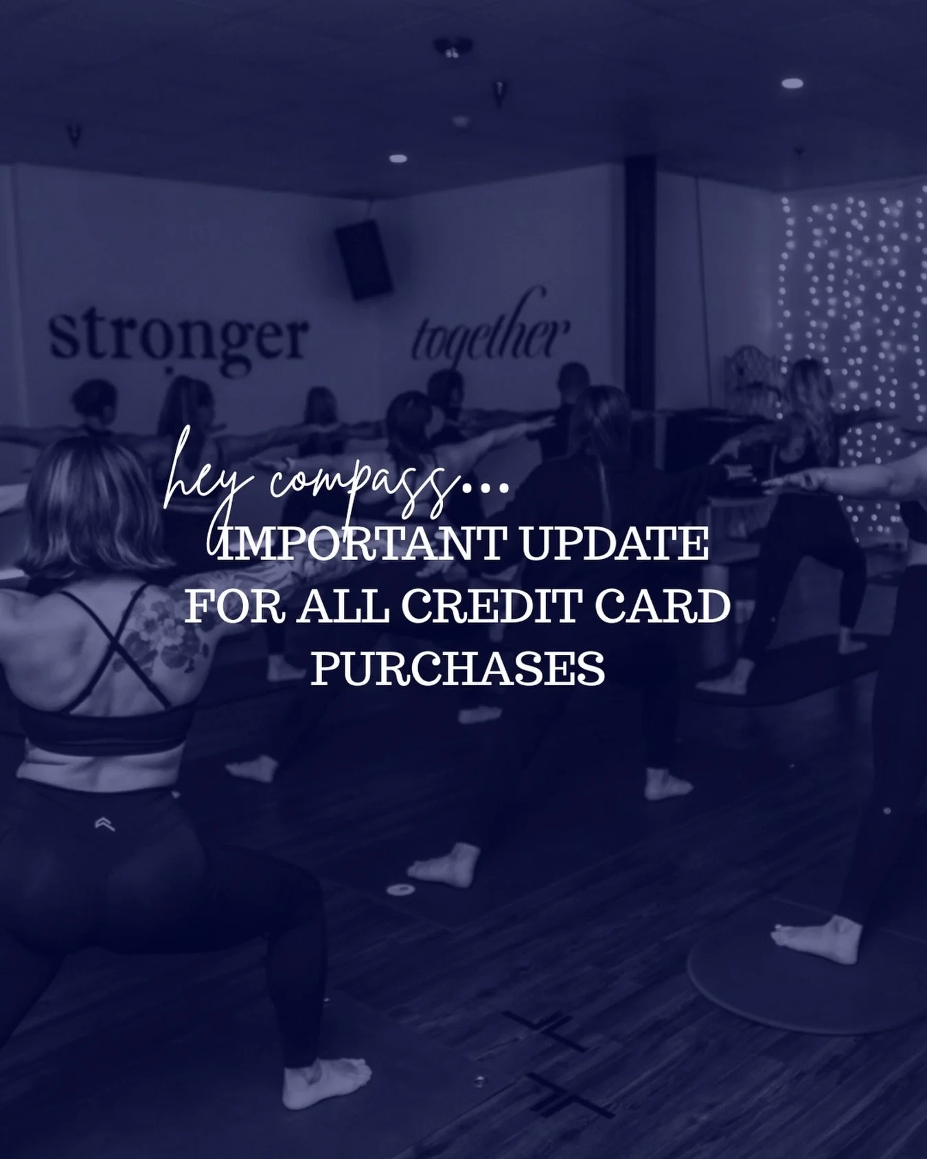 In a concentrated effort to keep pricing as is, we need to make a necessary change to all credit card transactions. 
Beginning September 15th, a processing fee of approximately 3.5% will be added to all credit card charges. 
 
 
Pricing will remain t
