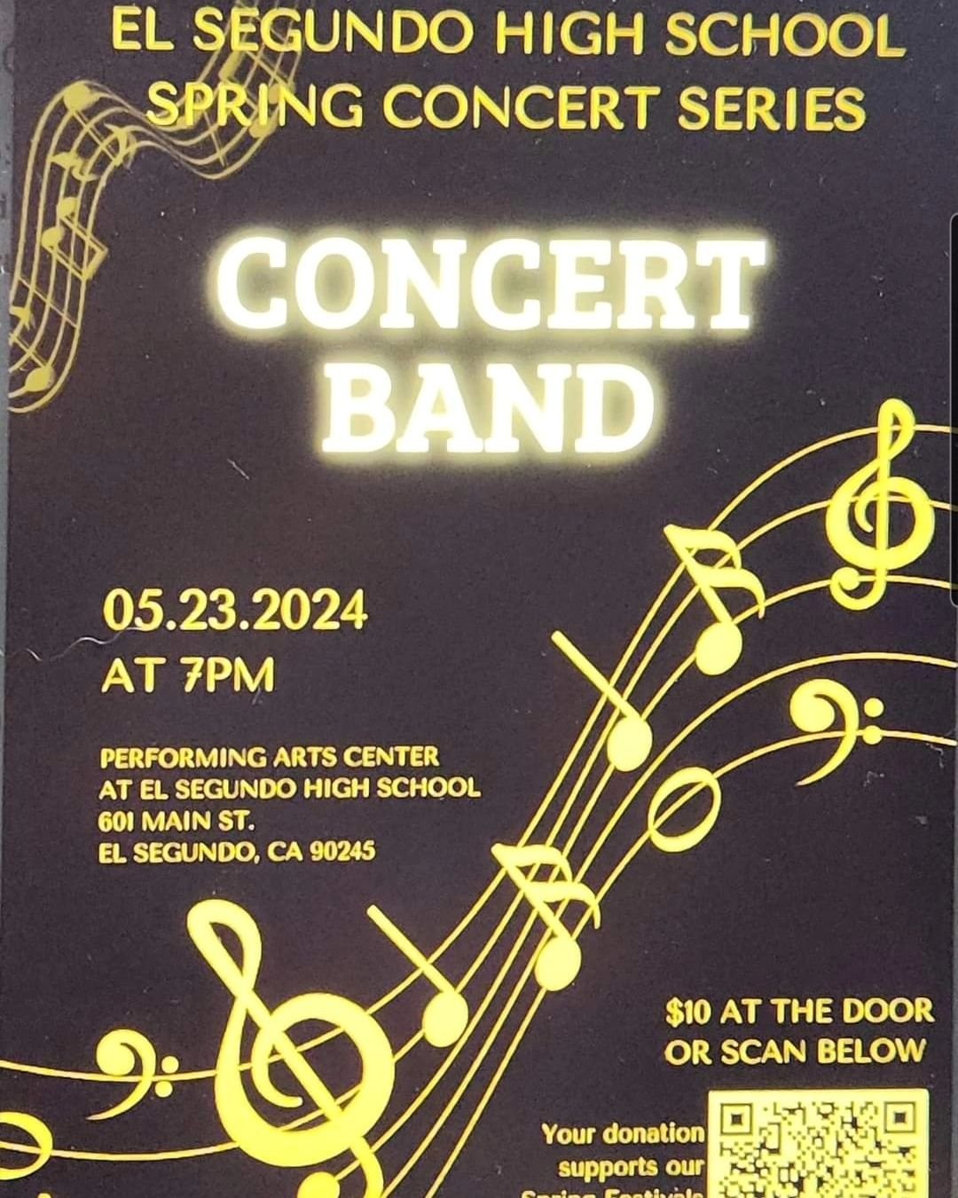 Our Spring Concert is next Thursday.  Here's your chance to hear and watch us perform!
Tickets can be purchased online:
https://secure.givelively.org/donate/el-segundo-concert-band/el-segundo-high-school-eagle-band
Add &quot;ESHS BAND&quot; in the de