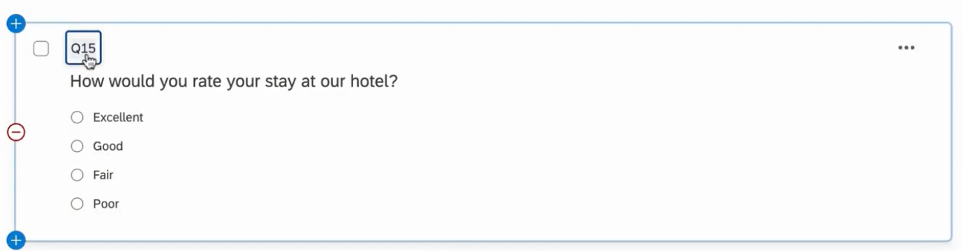 The question naming component is in the first clickable textbox in the top left hand corner