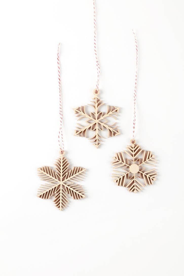 Snowflake Wooden Ornaments (3) - $22.00