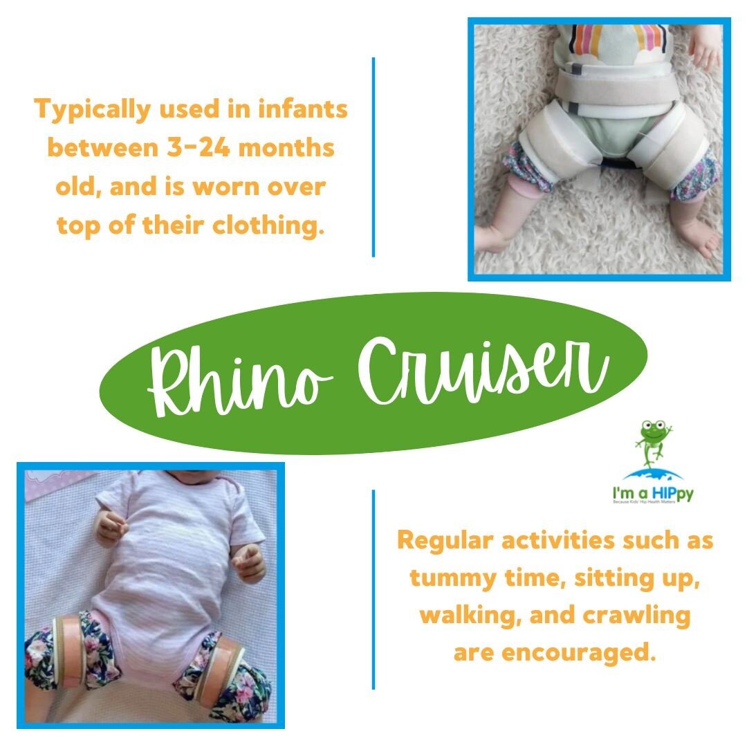 🐸A Rhino Cruiser is a hip abduction brace that is designed to keep a child&rsquo;s legs in a flexed or &ldquo;frog leg&rdquo; position to promote healthy hip development.

Typically it is used for infants between the ages of 3 to 24 months old &ndas