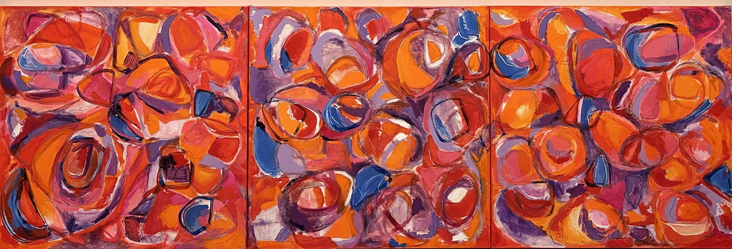 Triptych Go With The Flow
 Acrylic on canvas 24x72  
