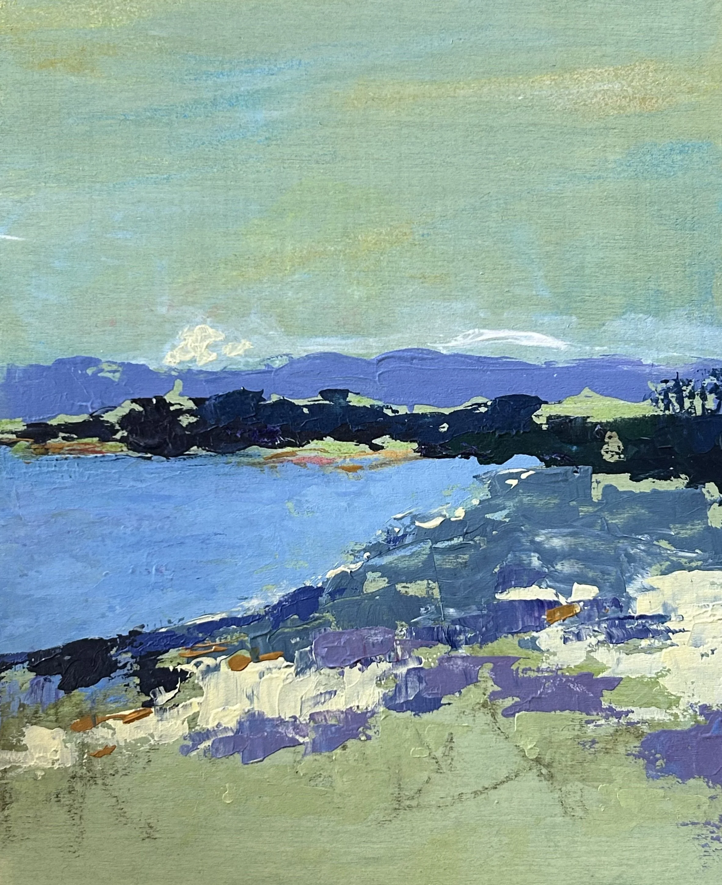 Quiet Cove Acrylic on cradleboard 
10x8  Sold