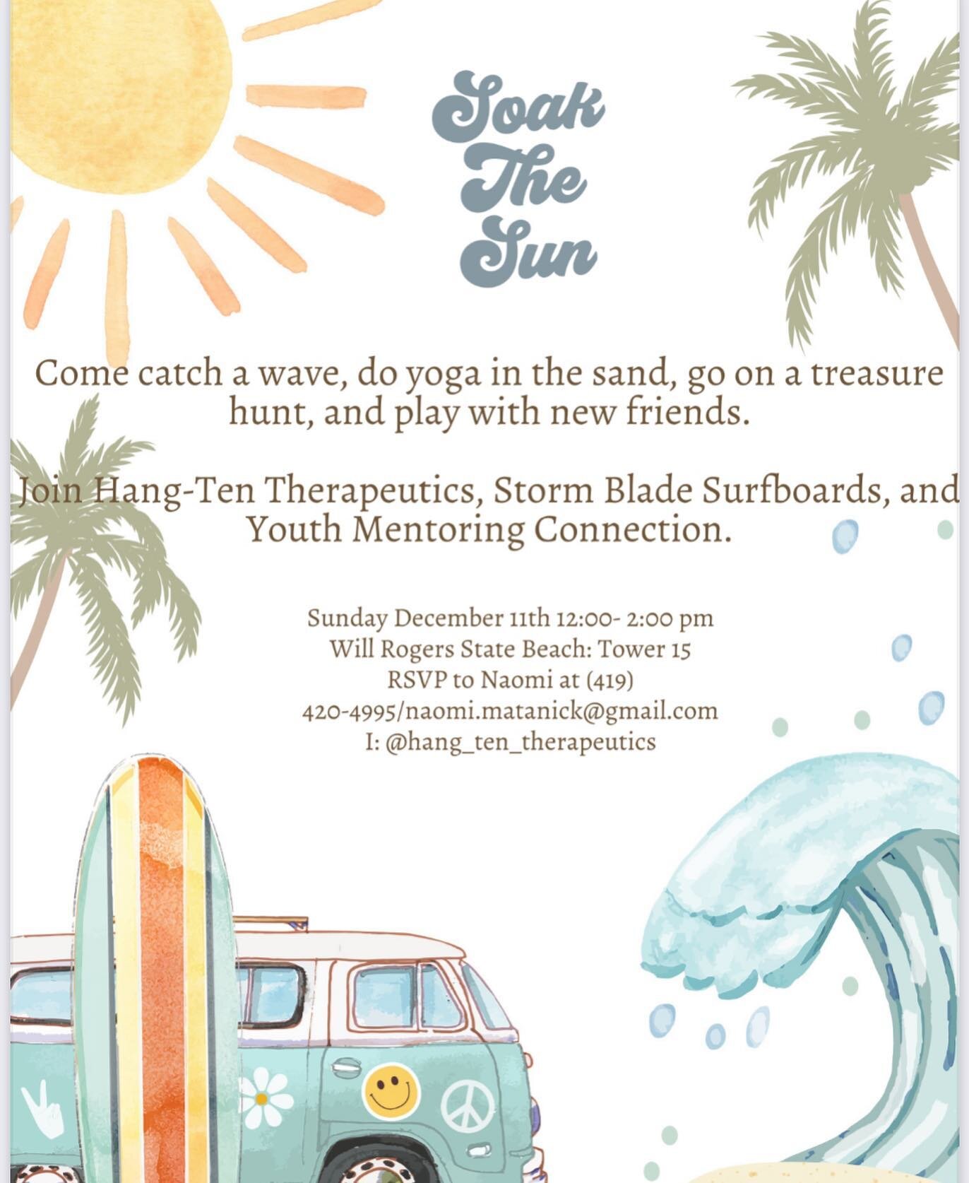 @hang_ten_therapeutics is putting on a super fun event 🏄! Naomi is the whole package: an awesome OT + rad surfer 😎. Check it out at Will Rogers on December 11th!!

#la #surflife #occupationaltherapy