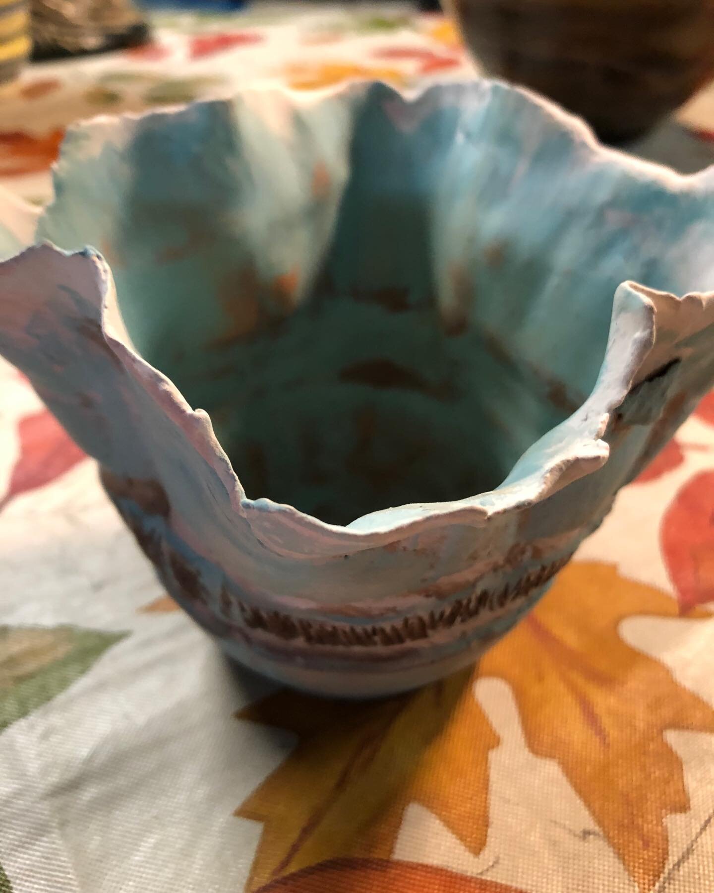 Teal handkerchief bowl