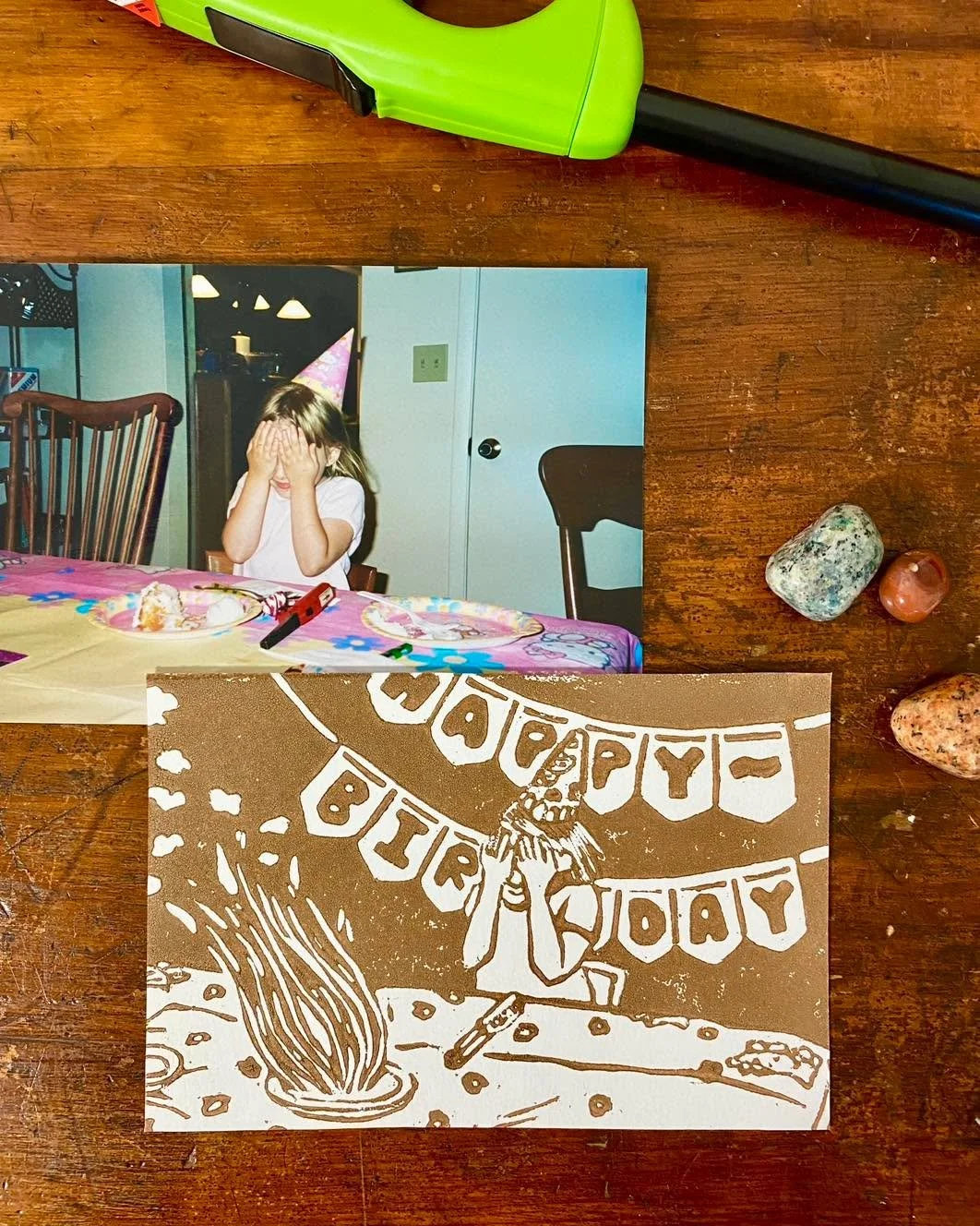 &ldquo;Self Fulfilling Prophecy&rdquo;

Here&rsquo;s my entry to this year&rsquo;s postcard print exchange held by the Iowa State University Print Society! The theme this year was &ldquo;D&eacute;j&agrave; Vu, Dreams, and Childhood Memories&rdquo;.
G