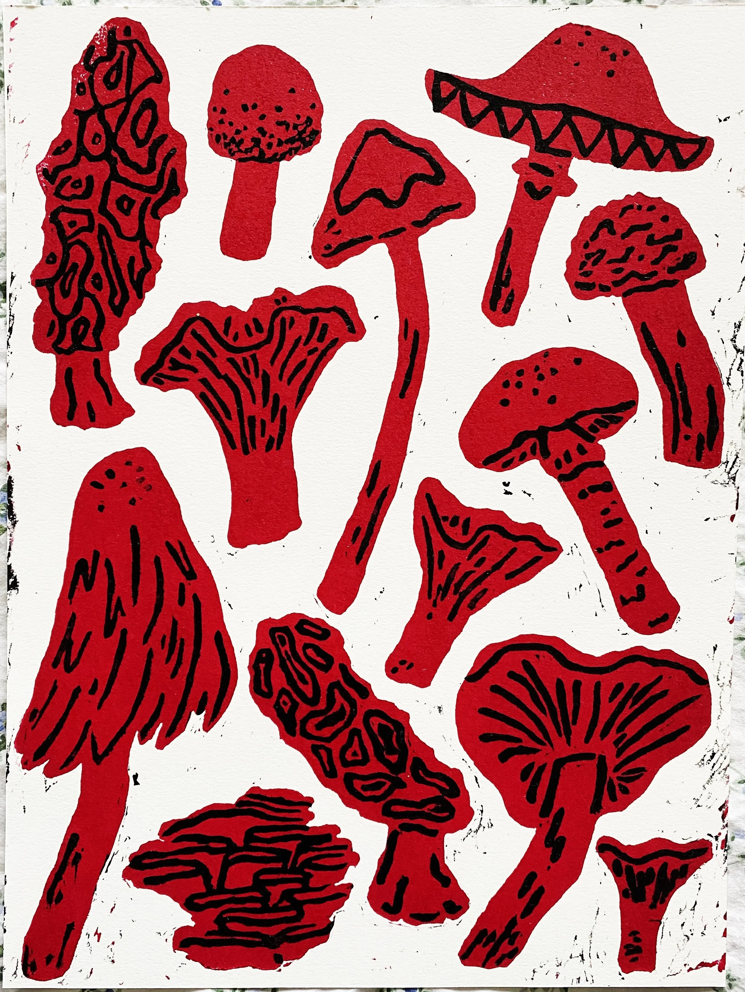 "Mushrooms" reduction print