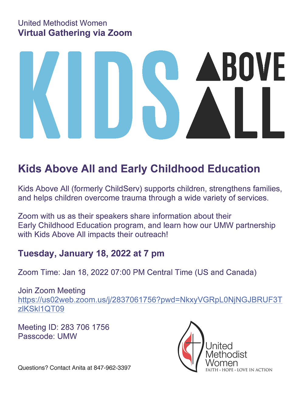 Kids Above All Zoom Gathering — First United Methodist Church Of Arlington  Heights