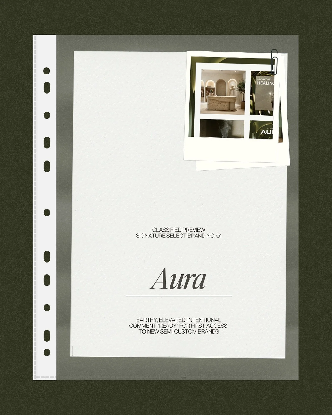 Meet Aura ✨ Our first semi-custom brand for entrepreneurs cultivating magnetic presence.

Earthy. Elevated. Intentional. 

The kind of brand that makes your ideal clients feel grounded before they even walk through the door.

Custom branding energy w