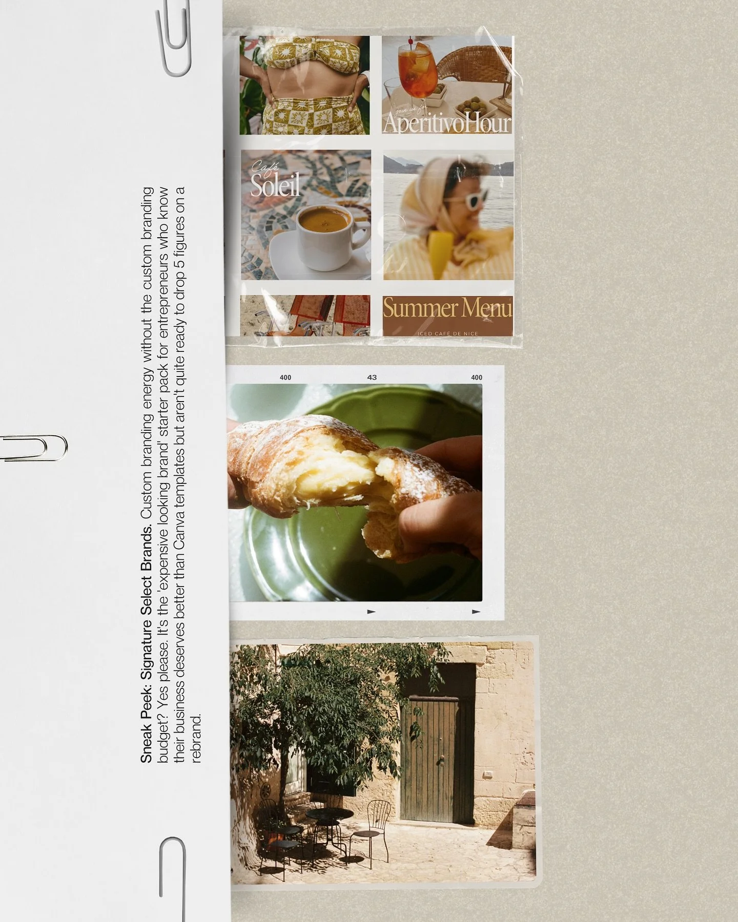 Custom branding energy without the custom branding budget? Yes please.

Each Signature Select brand is designed with the same strategic intention and timeless aesthetic as our custom work, just with a semi-custom approach that makes premium branding 