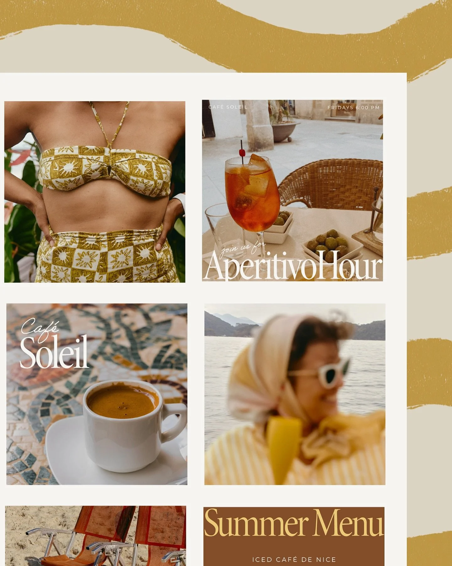 Stop settling for good enough branding.

Caf&eacute; Soleil isn&rsquo;t just a pretty aesthetic, it&rsquo;s a complete brand system that can be customized for your business, with our expertise.

Every color. Every font pairing. Every visual element s