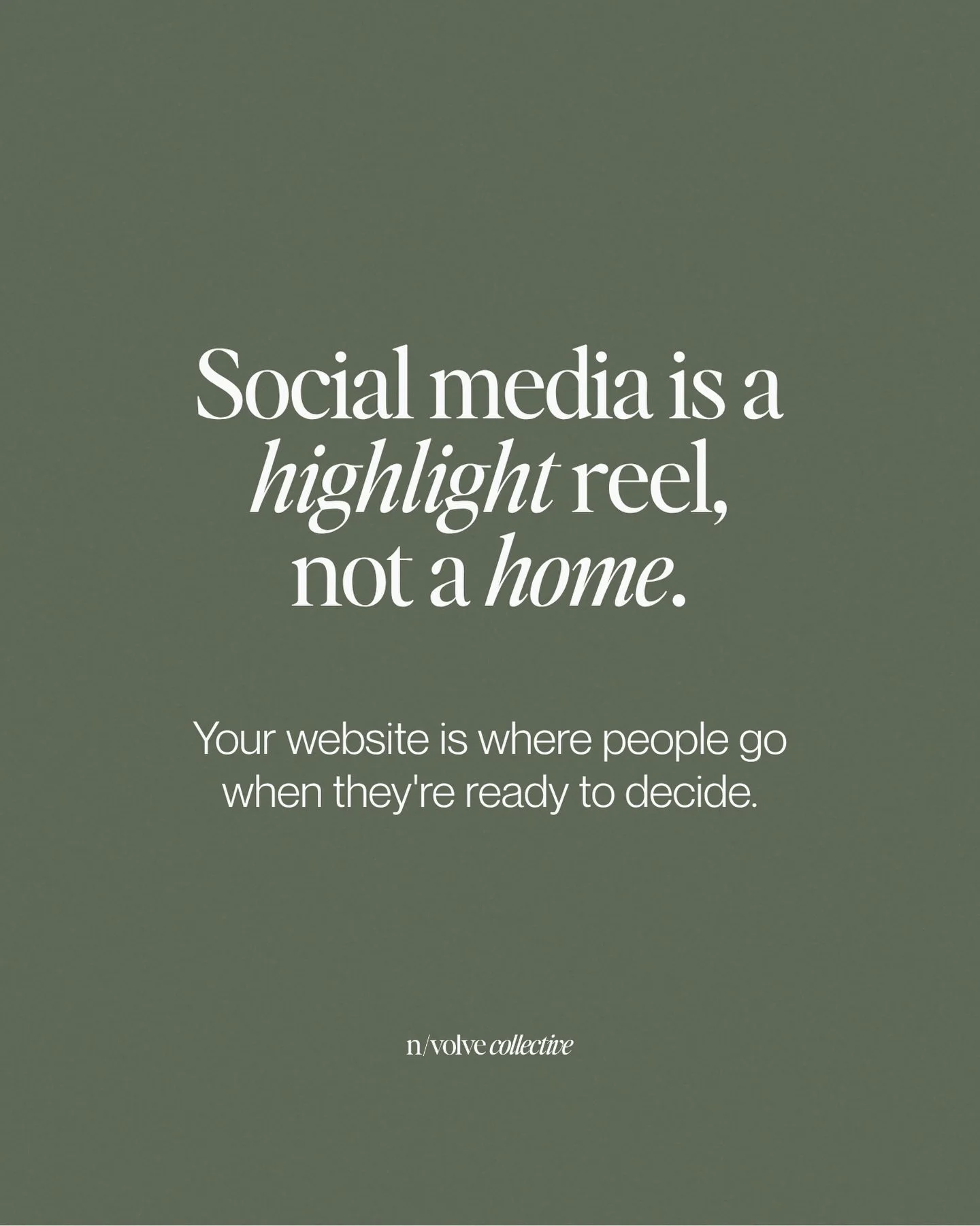 Social media is a highlight reel, not a home. Your website is where people go when they&rsquo;re ready to decide.

I see it all the time: someone finds you on Instagram, loves your work, clicks your link... and lands on a Linktree. Or a booking page 