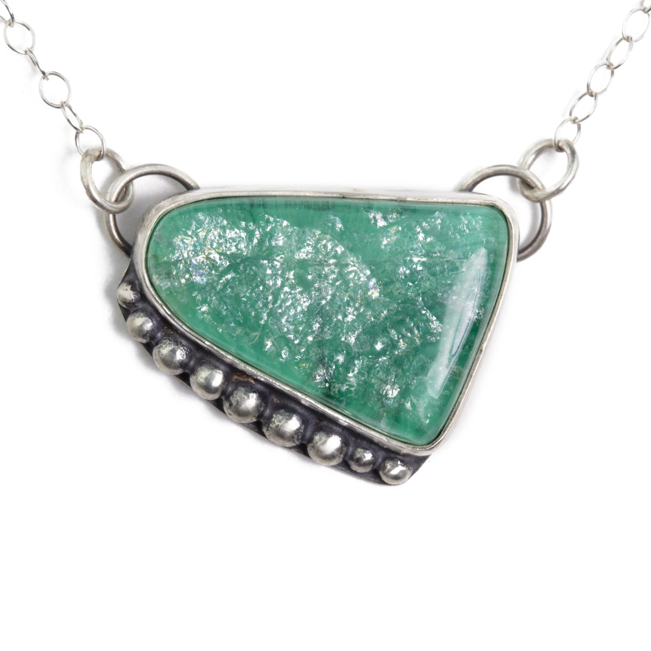 High grade hyalite opal pendant, backed with malachite