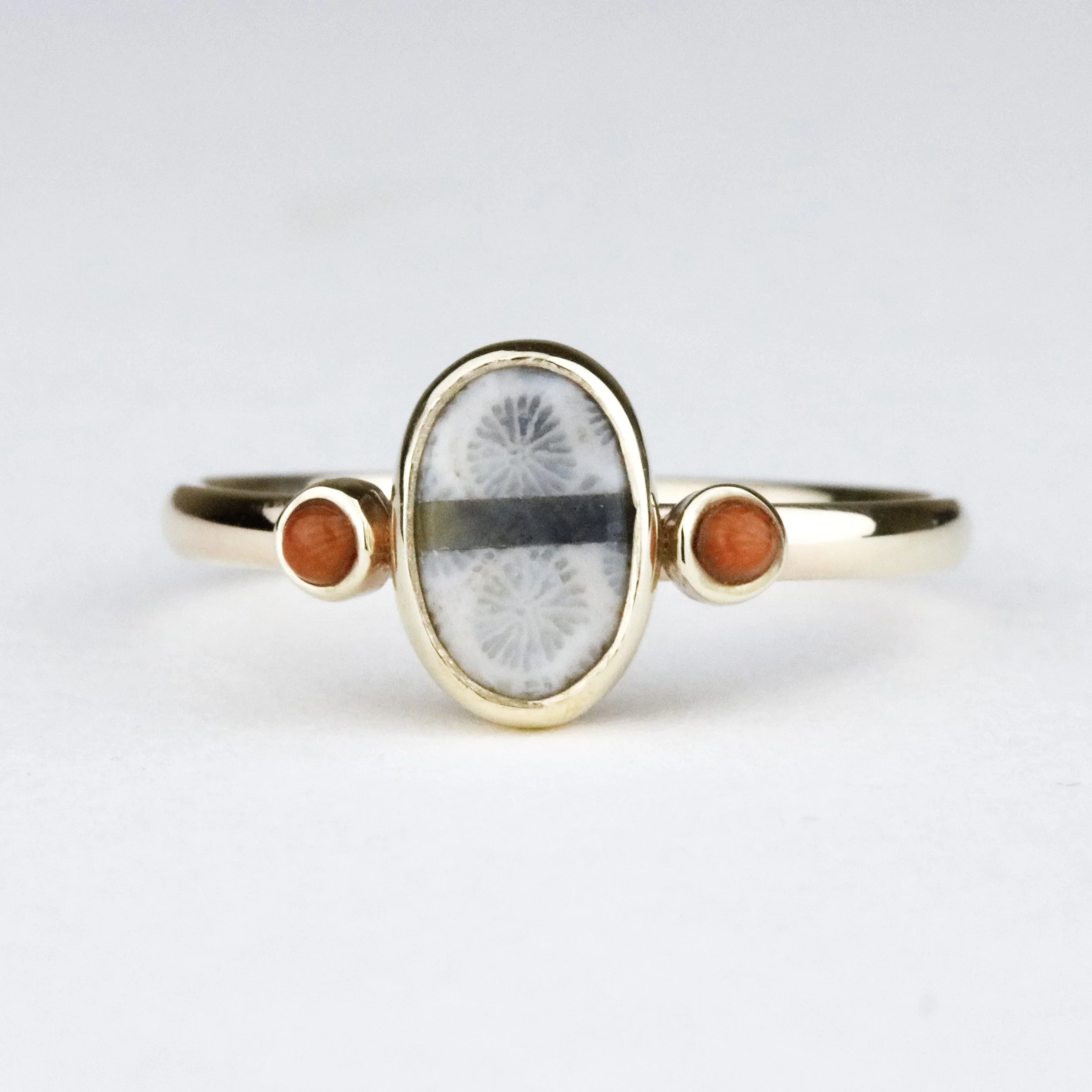 Florida Agatized Coral Wedding Ring for a Beach Wedding