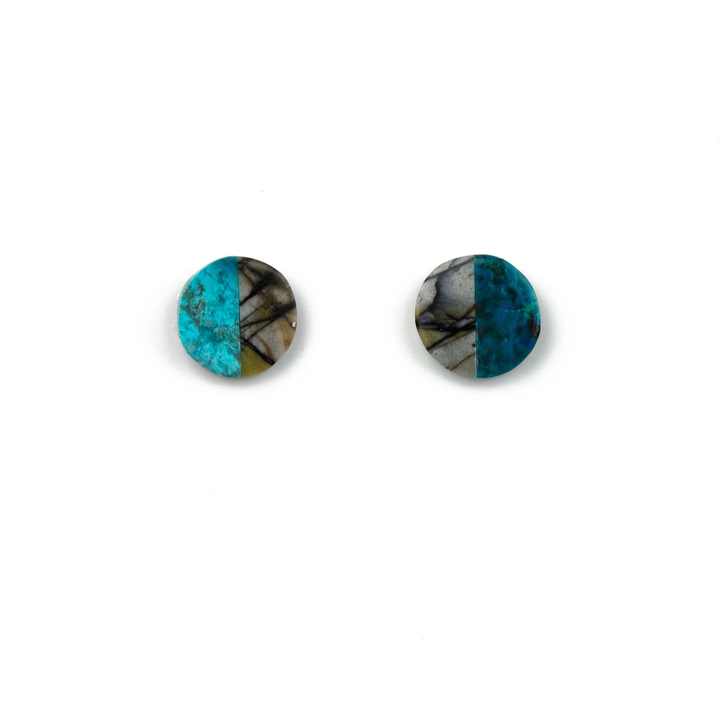 Chrysocolla / Picasso Jasper Stud Earrings
