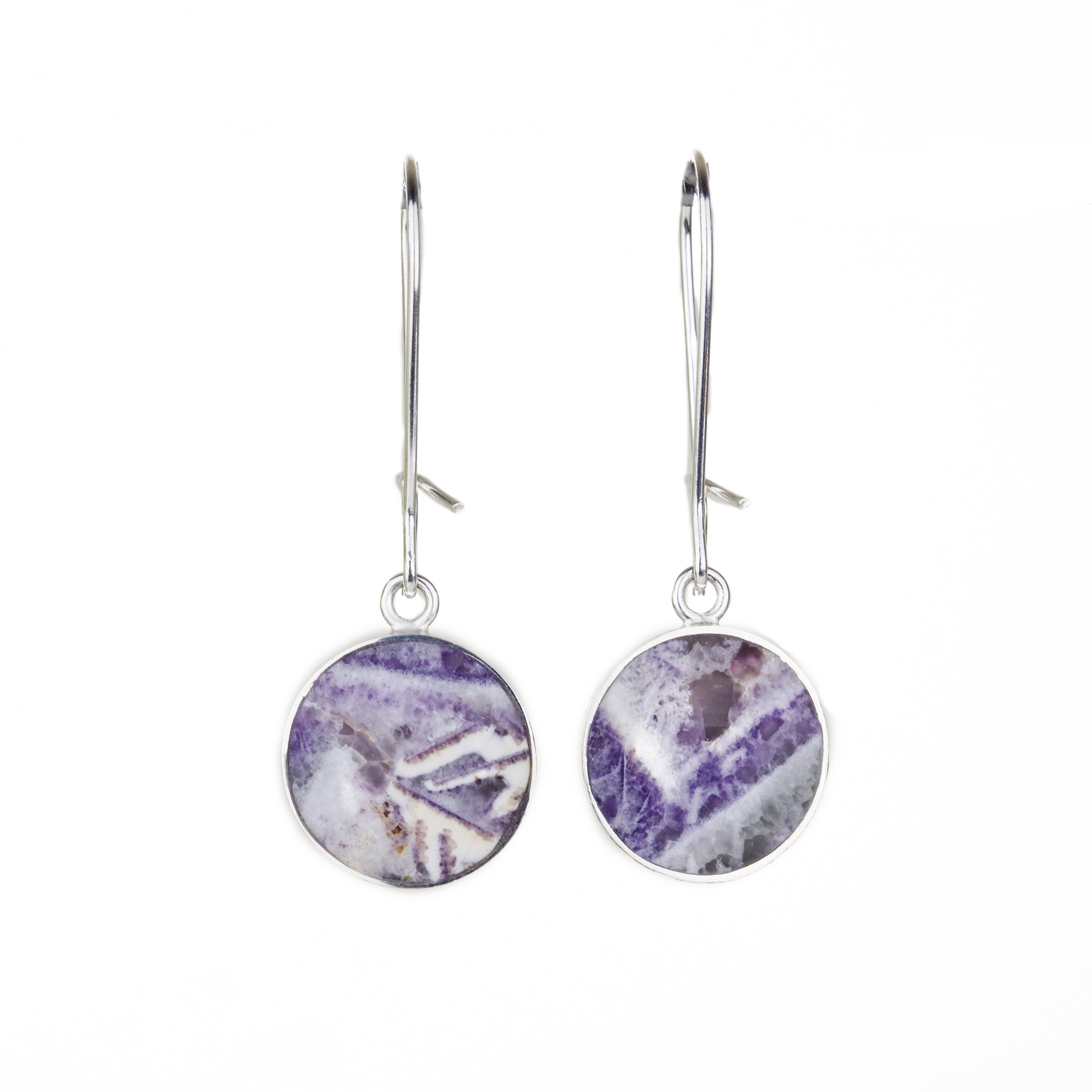Lightweight Inlay Drop Earrings - Purple Fluorite