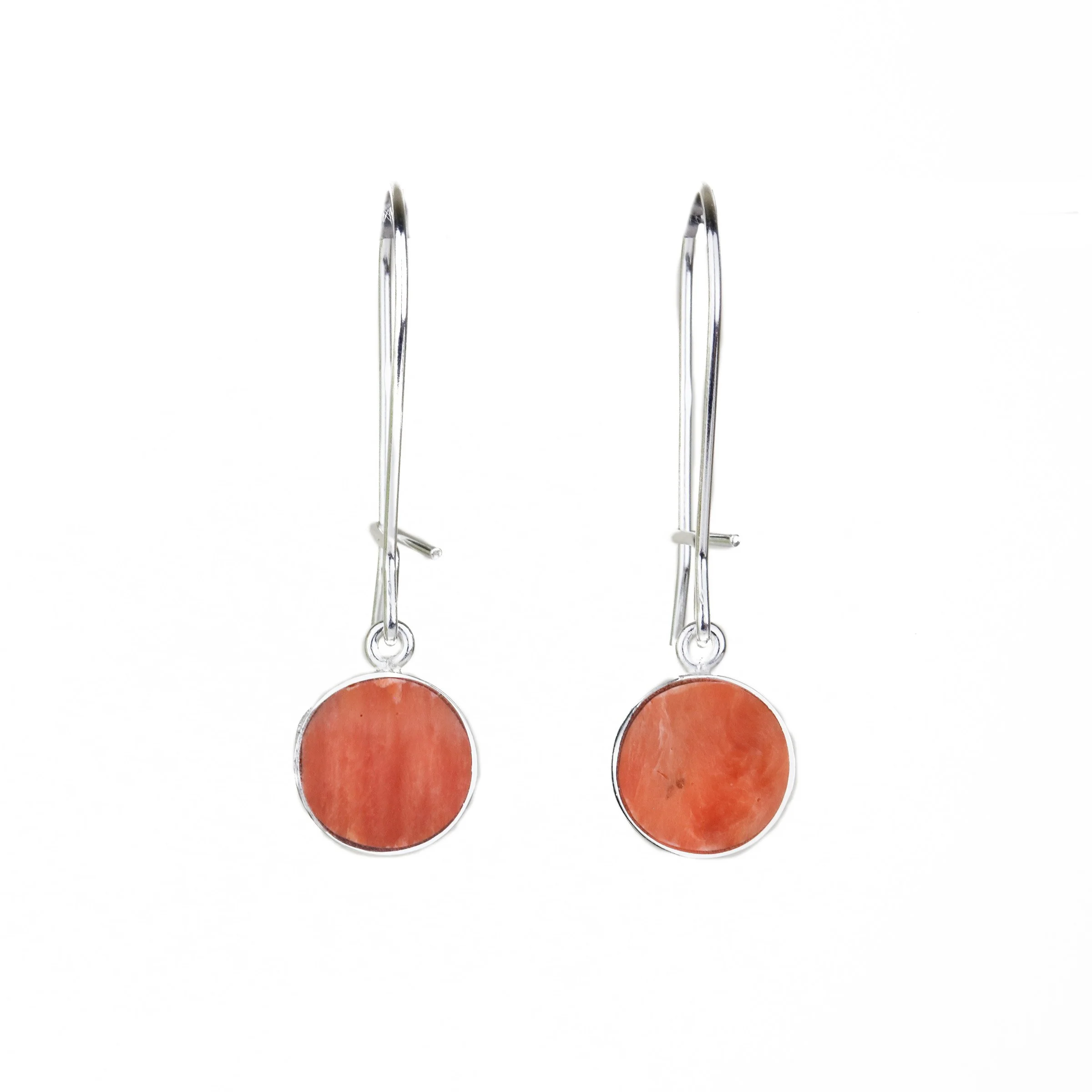 Small Lightweight Inlay Drop Earrings - Spiny Oyster Shell