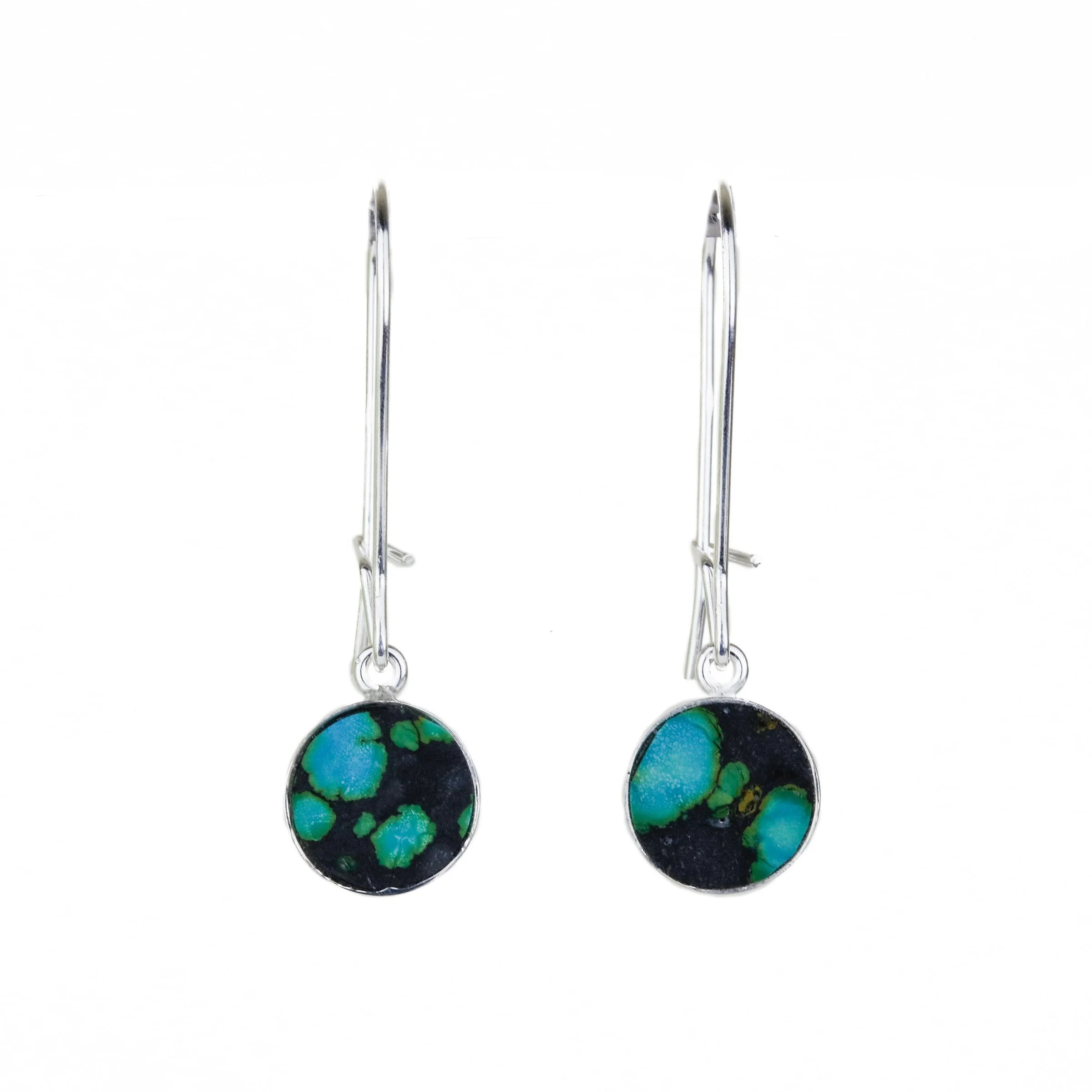 Small Lightweight Inlay Drop Earrings - Hubei Turquoise