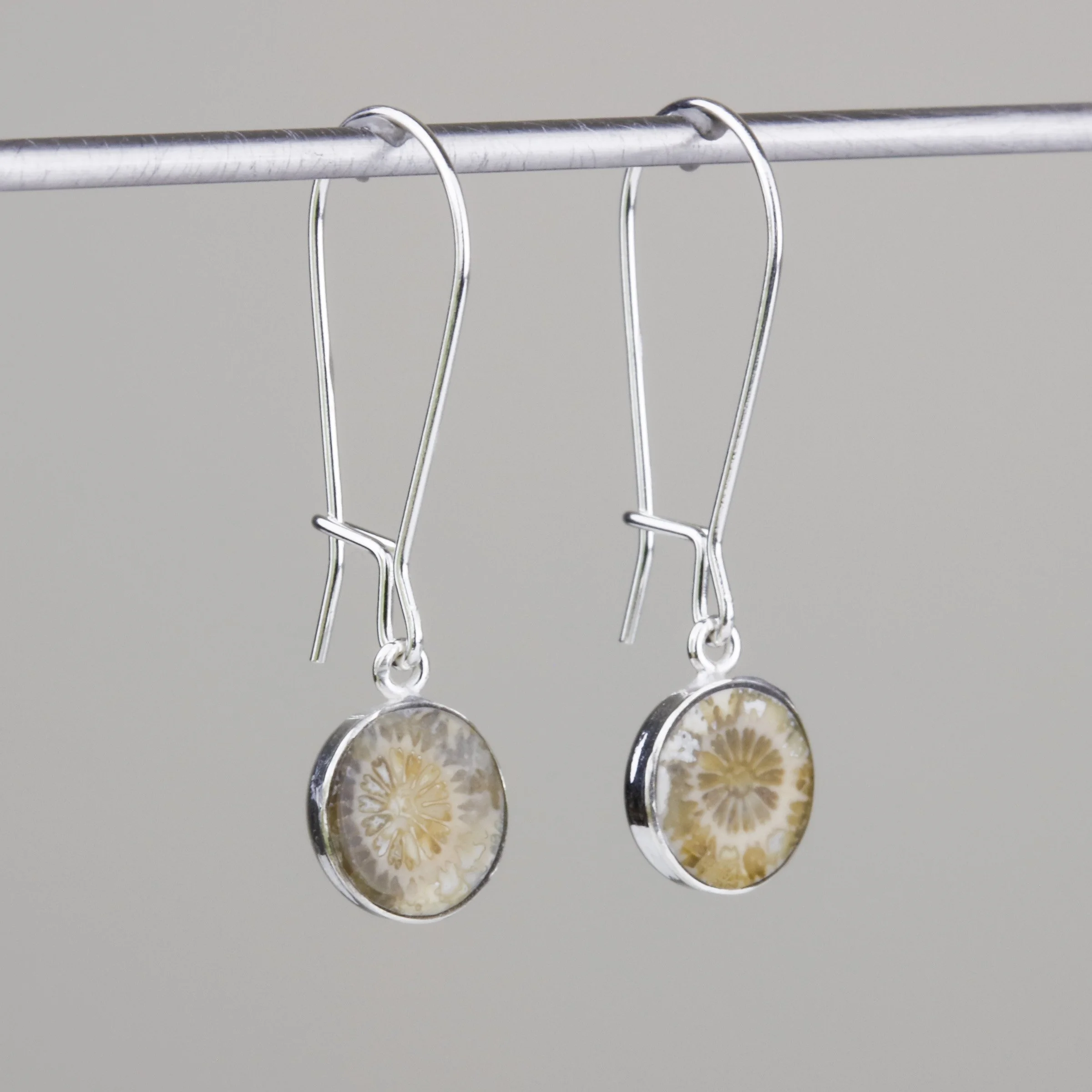 Lightweight Agatized Coral Inlay Drop Earrings.jpg