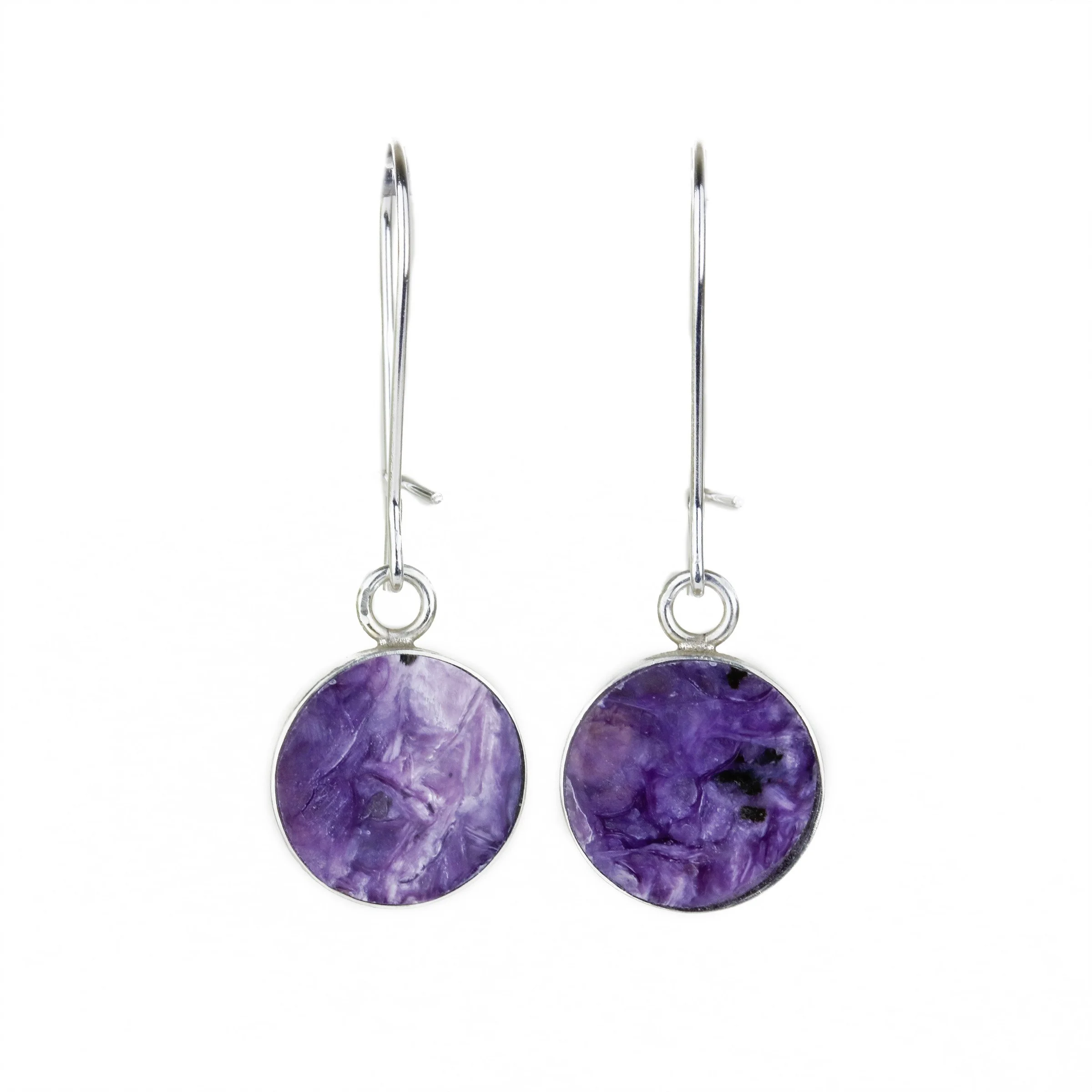 Lightweight Inlay Drop Earrings - Charoite