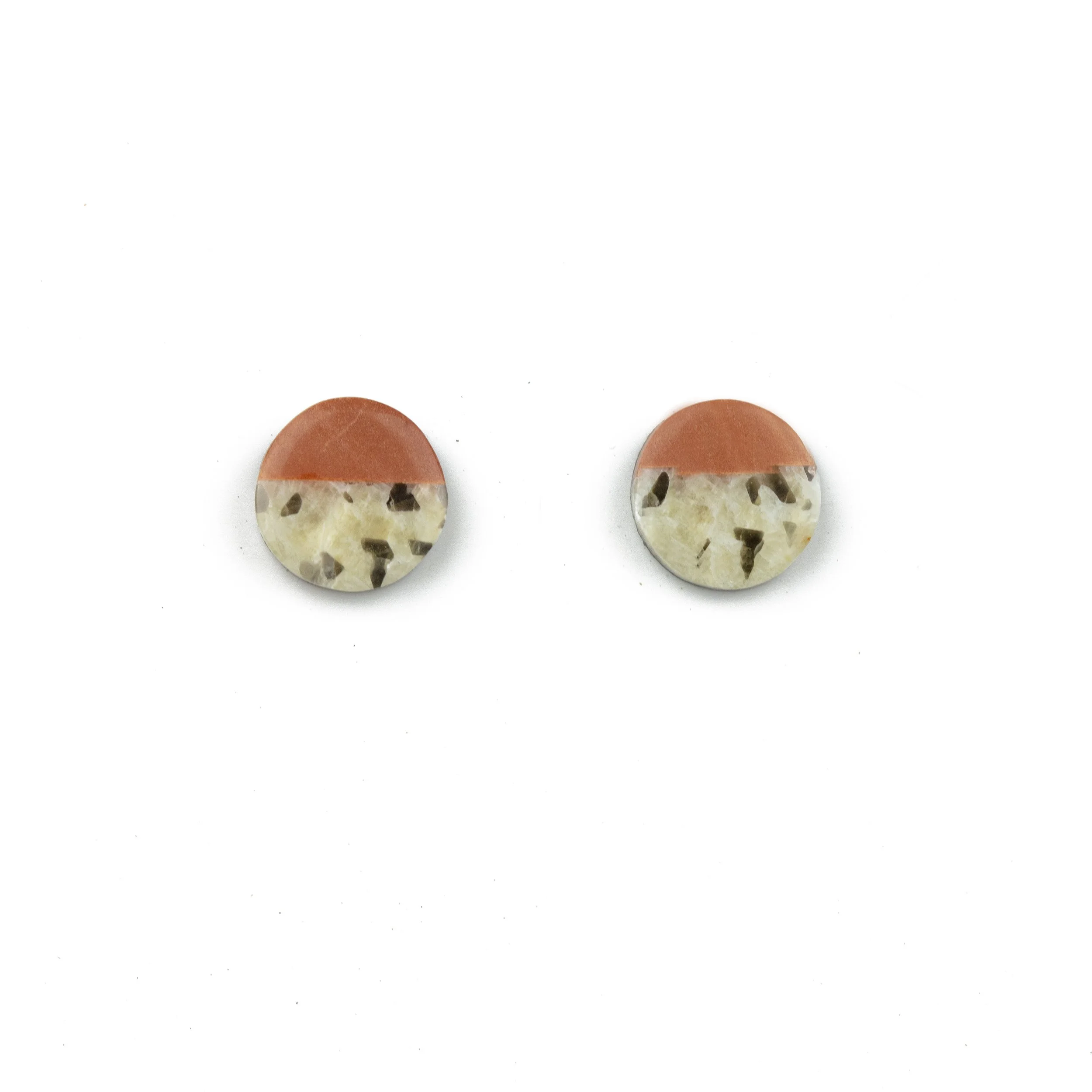 Rhyolite and Graphic Granite Shell Stud Earrings
