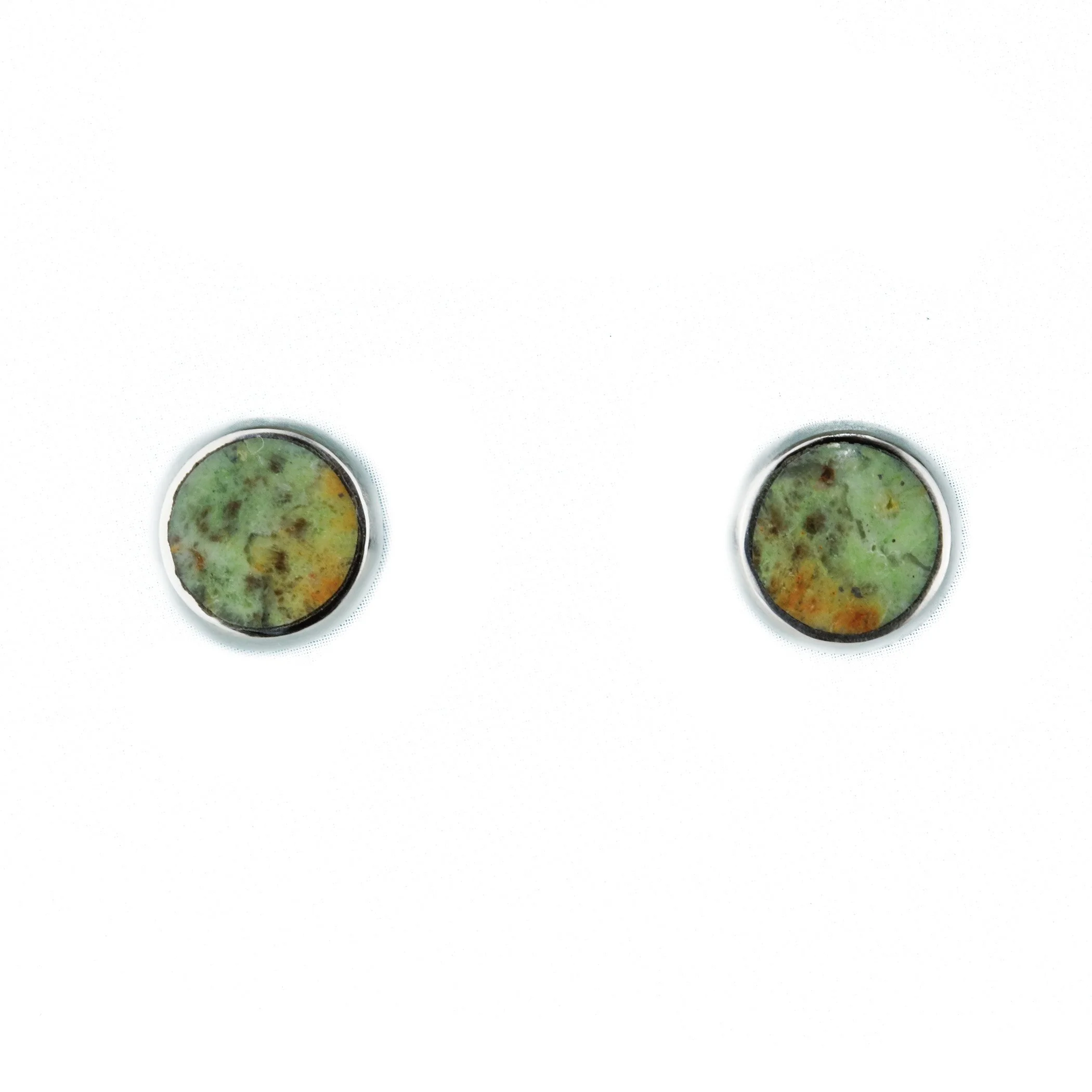 Pistachio Opal Inlay Stud Earrings