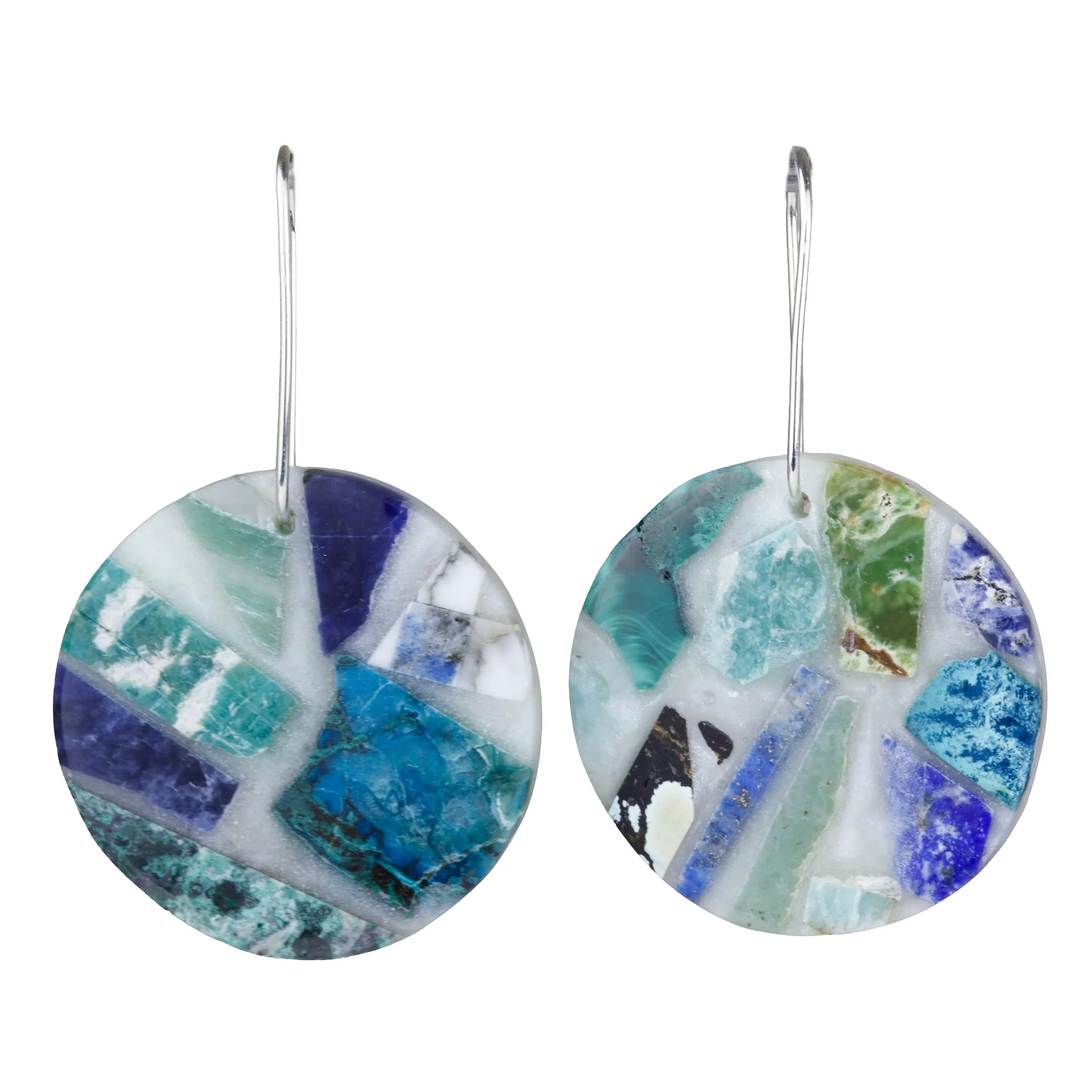 Mosaic Stone Earrings 3 - Amazonite + Sodalite + Chrysocolla