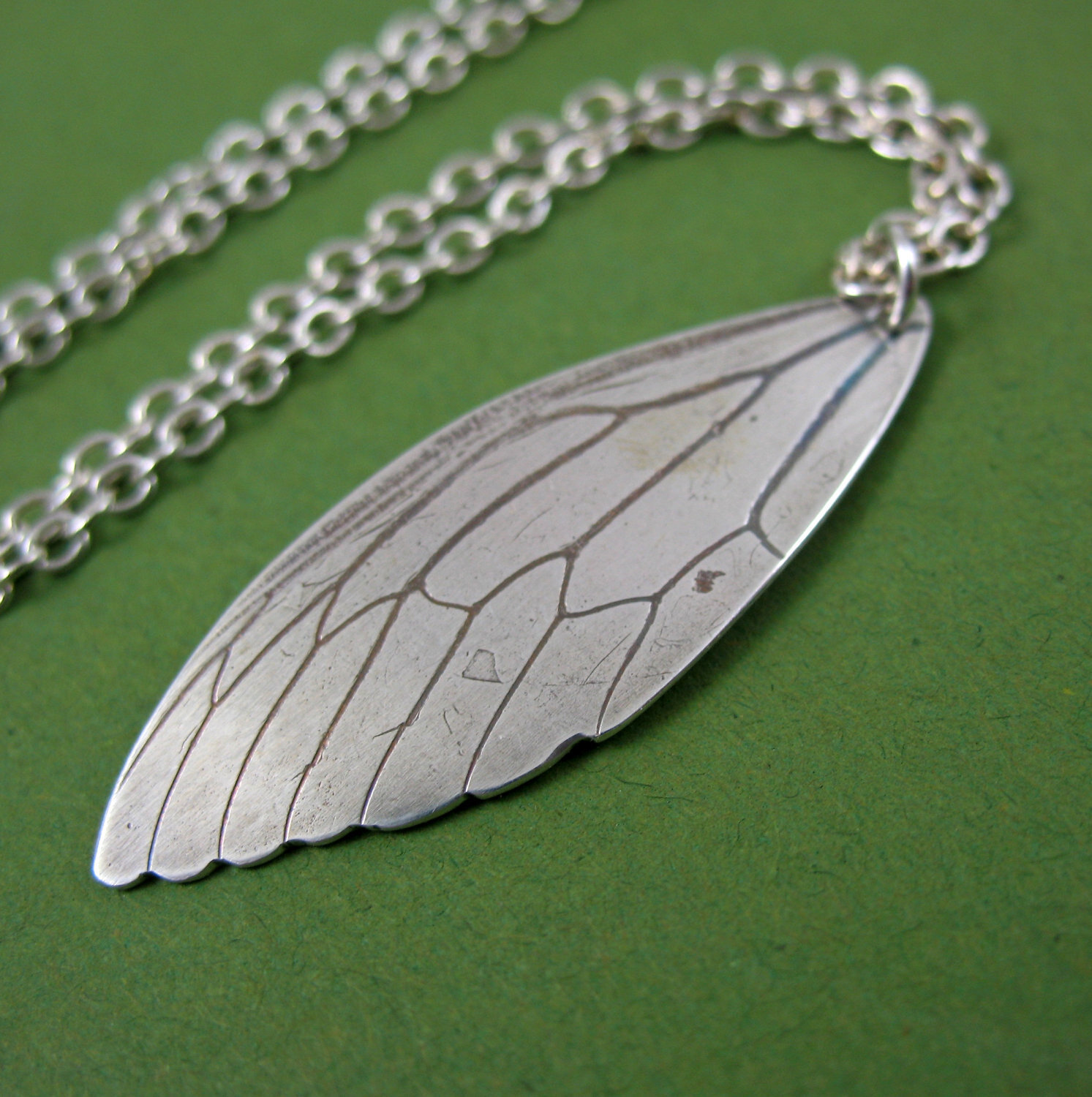 silver cicada wing necklace
