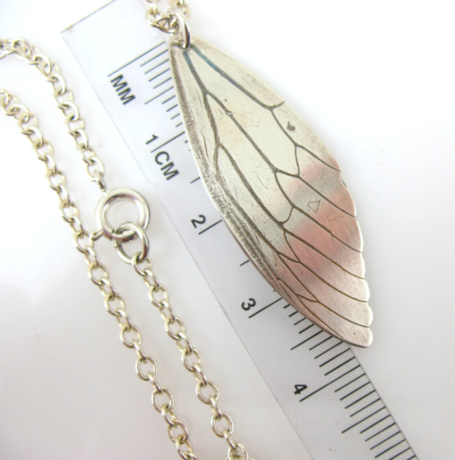 silver cicada wing necklace