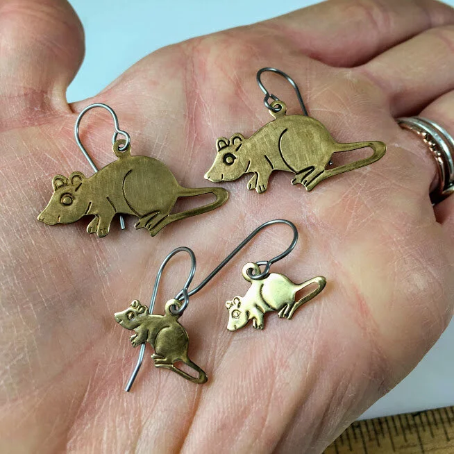 Baltimore Rats, Brass Rat Earrings — Tigerlillyshop Jewelry