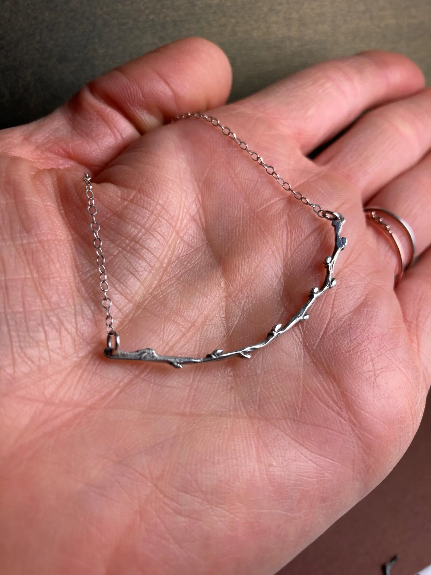 Silver Twig Necklace, Small Branch Necklace, Tree Jewelry 