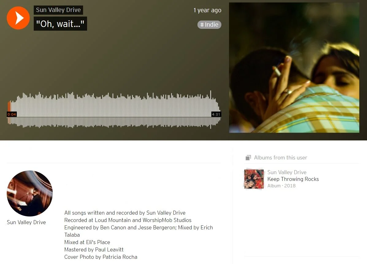 JUNE 2017 - Cover Art for Sun Valley Drive  indie music album, "Oh, Wait..."