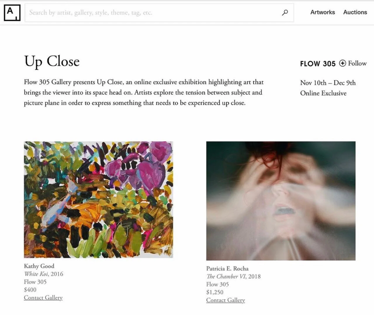 NOV 2019 - Flow 305 Gallery, Artsy Online Collective, "Up Close," curated by Nicole Maynard