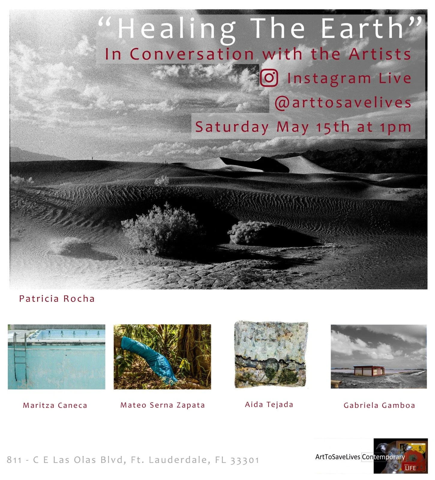 MAY 2021 - "Healing the Earth" Artist Talk Announcement, Art To Save Lives Gallery, Ft Lauderdale, FL