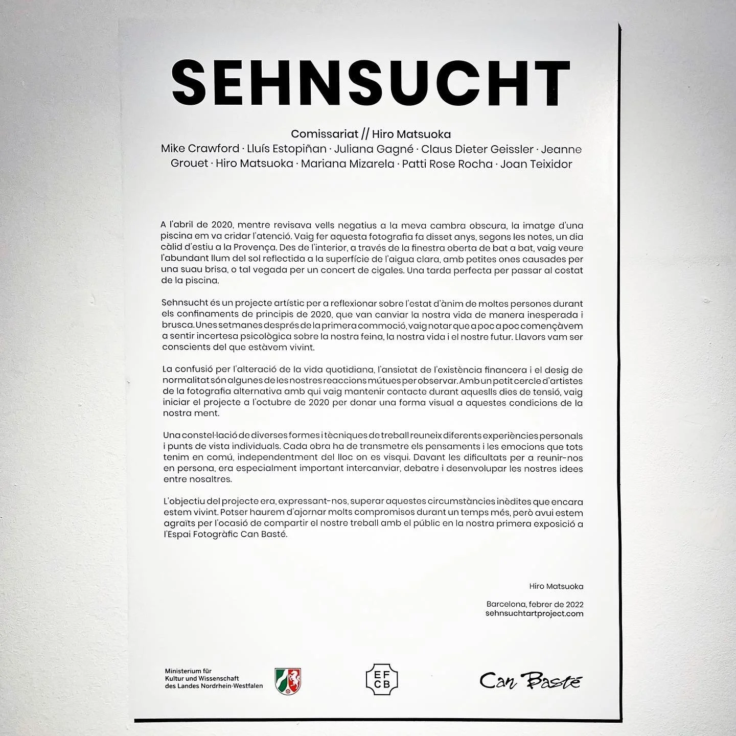 FEB 2022 - "Sehnsucht" at Can Baste Civic Center, Barcelona, SP