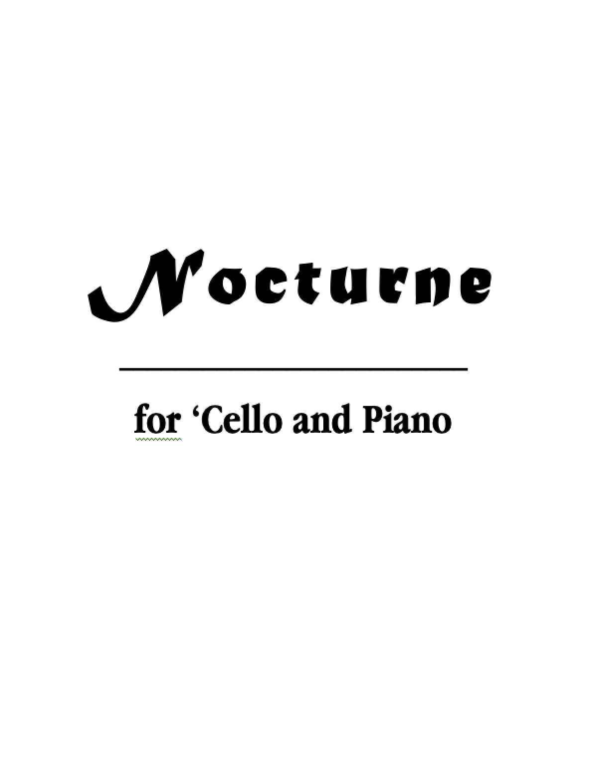 Nocturne, for ‘cello and piano