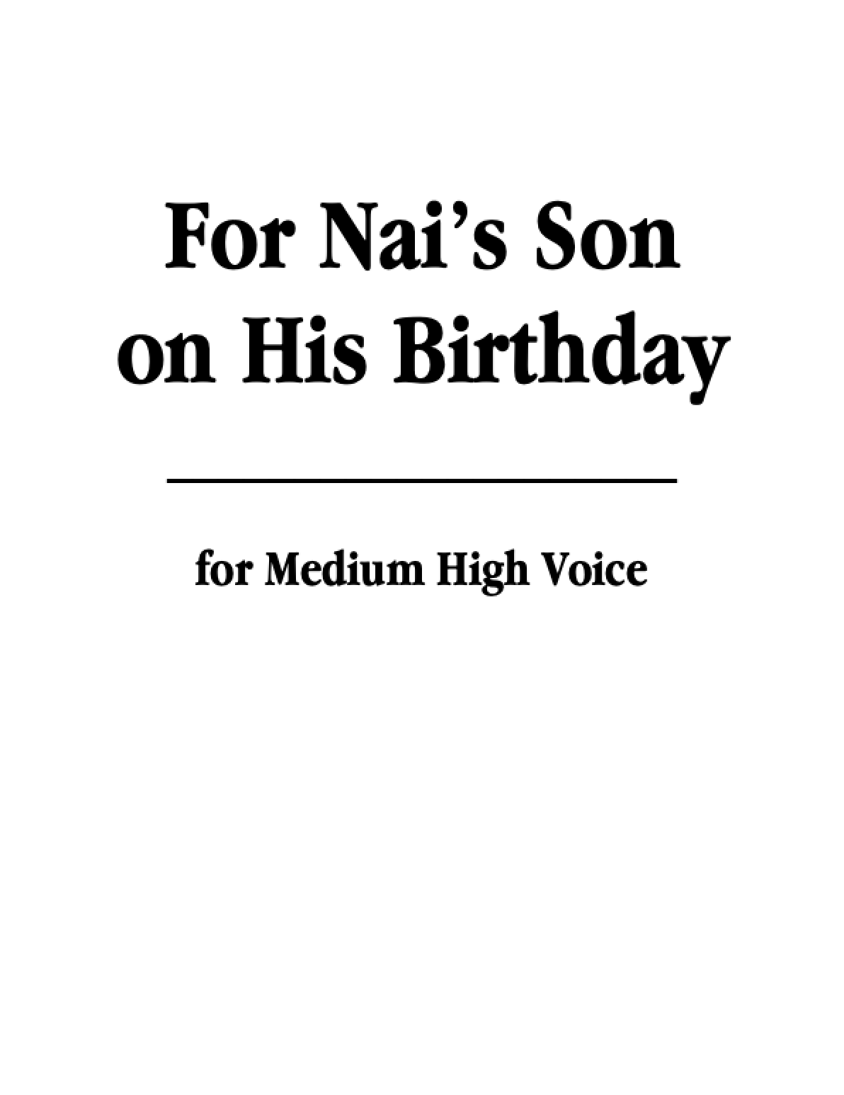 For Nai's Son on His Birthday