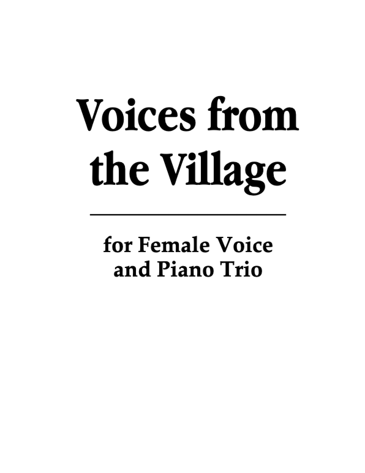 Voices from the Village - Piano trio