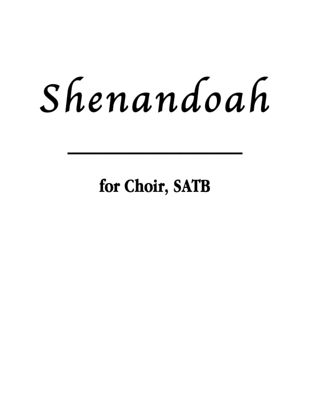 Shenandoah - for Chorus