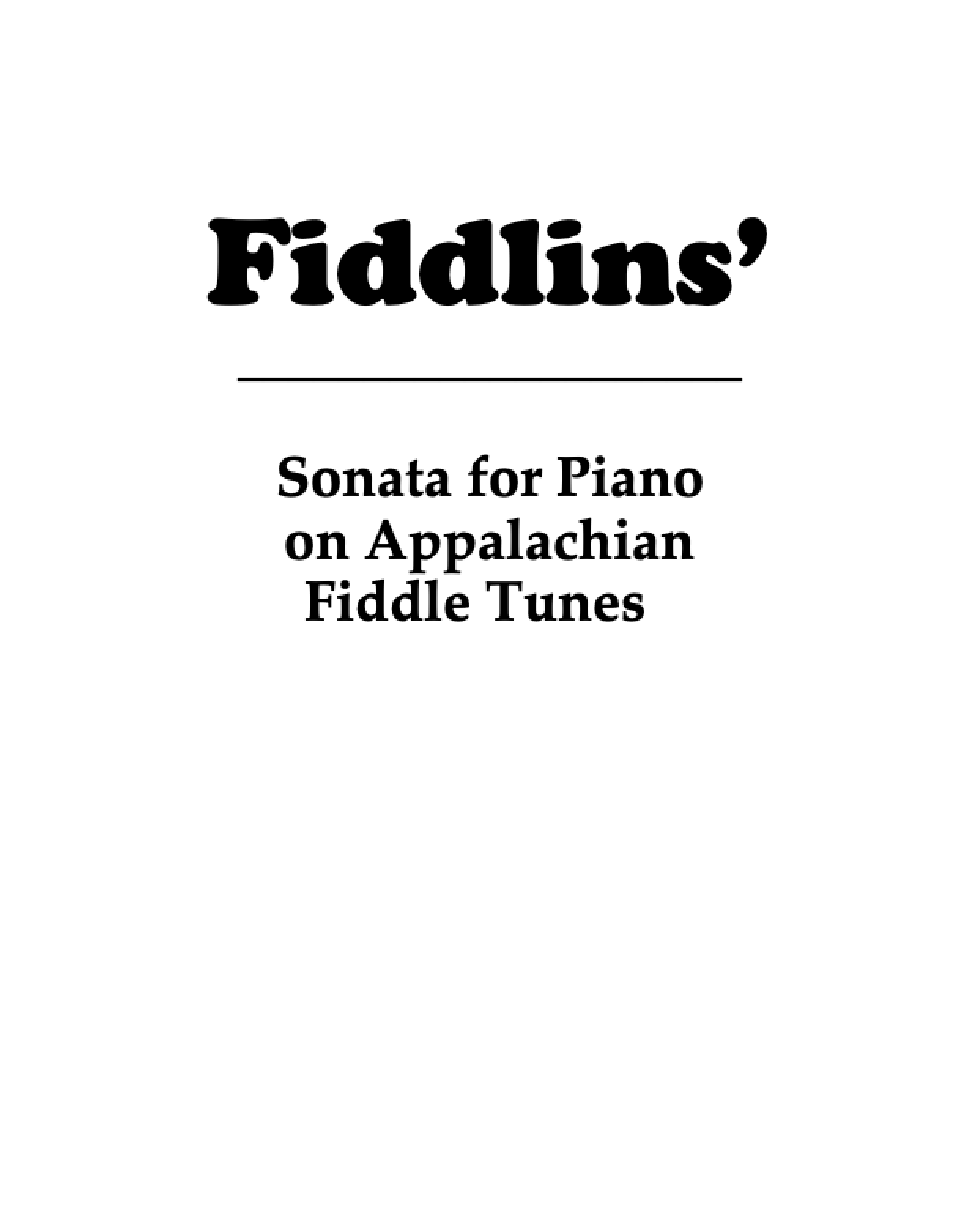 Fiddlins' - Sonata for Piano