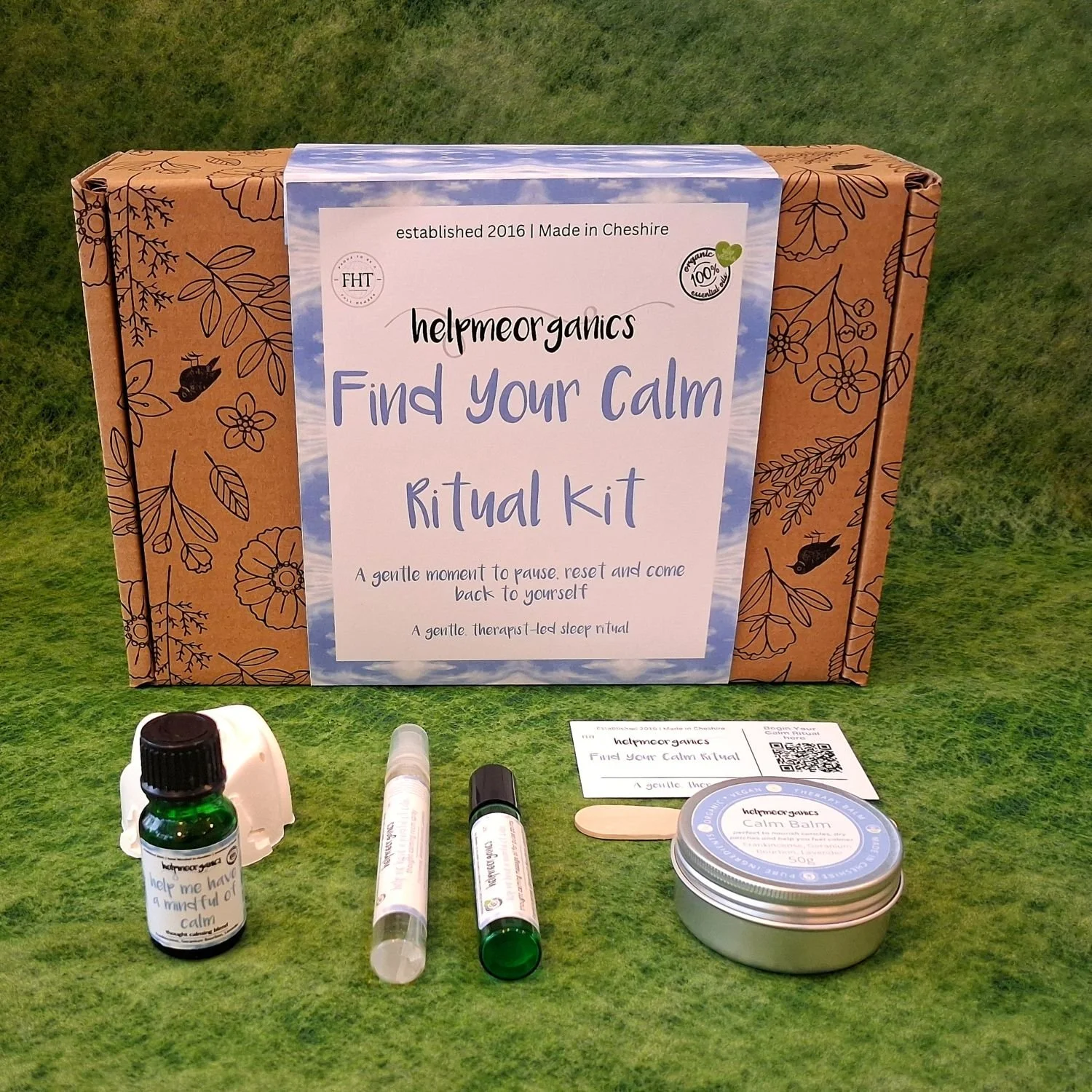 Find Your Calm front with contents | Helpmeorganics
